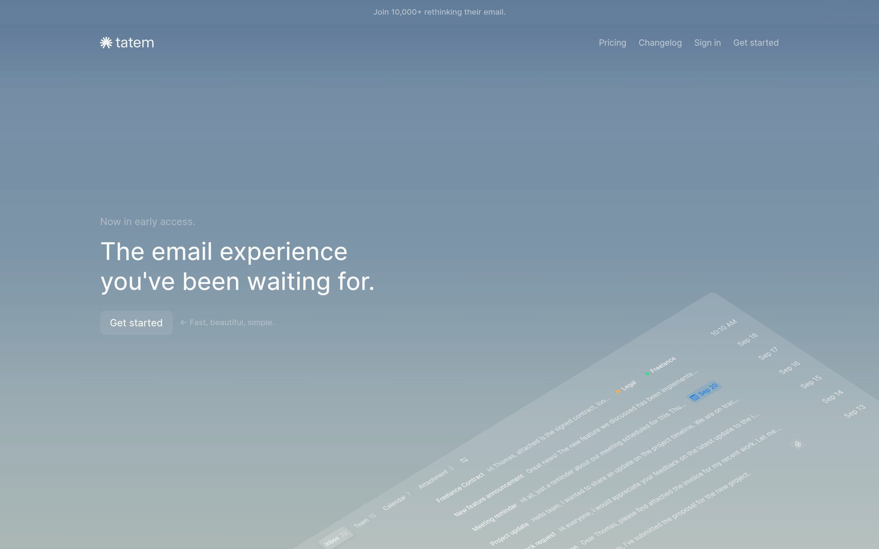 Tatem — Productivity, Workflow website design
