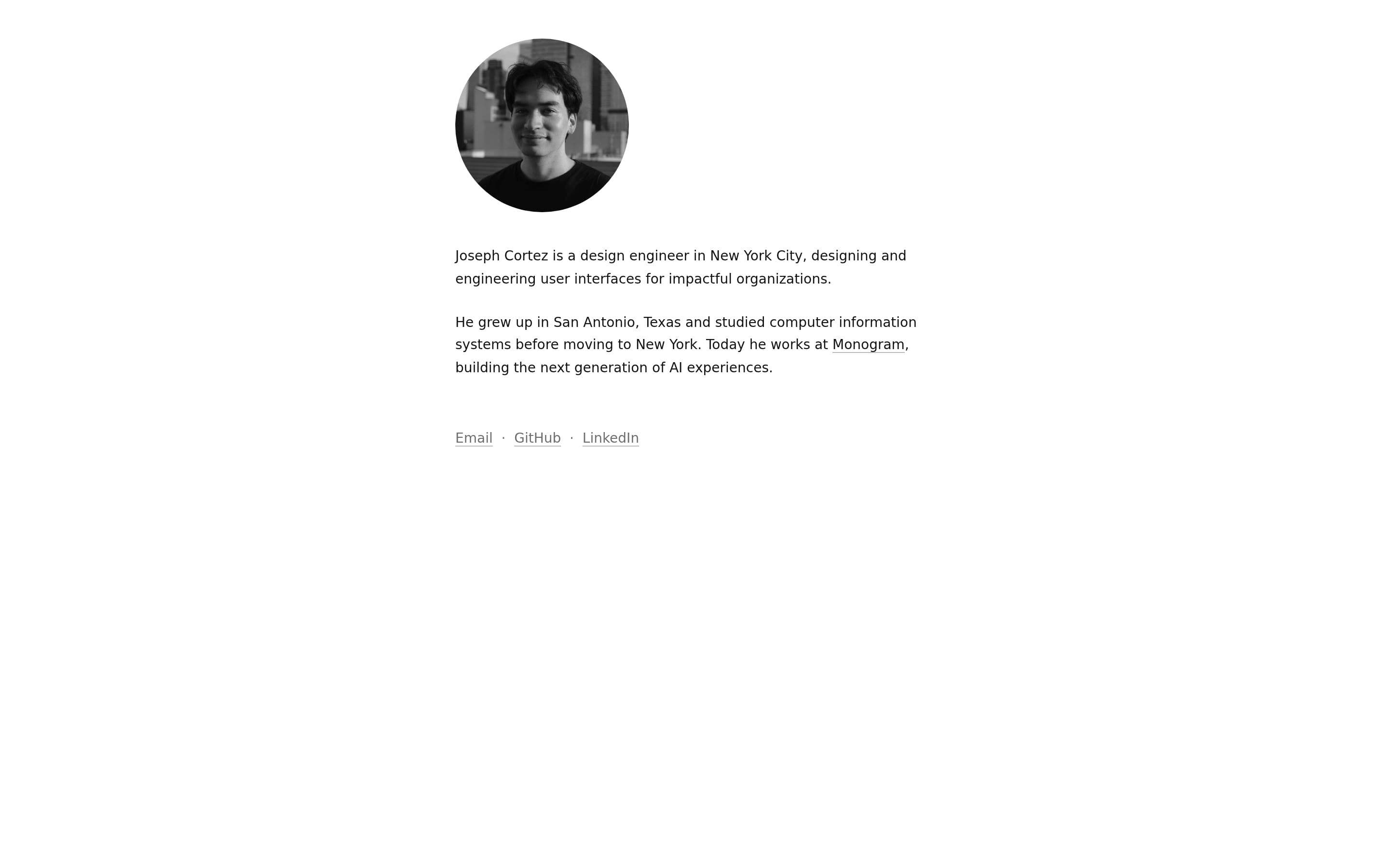 Joseph Cortez — Designer, Developer website design