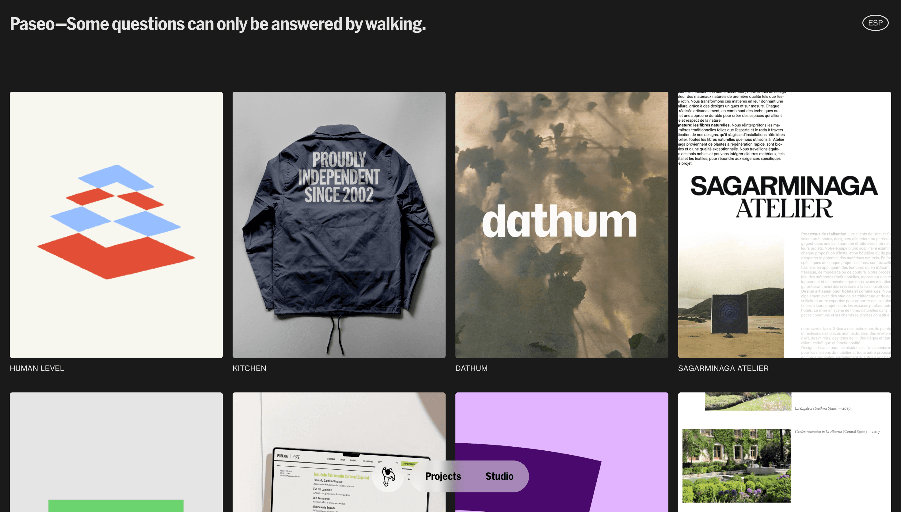 Paseo — Studio, Animation website design