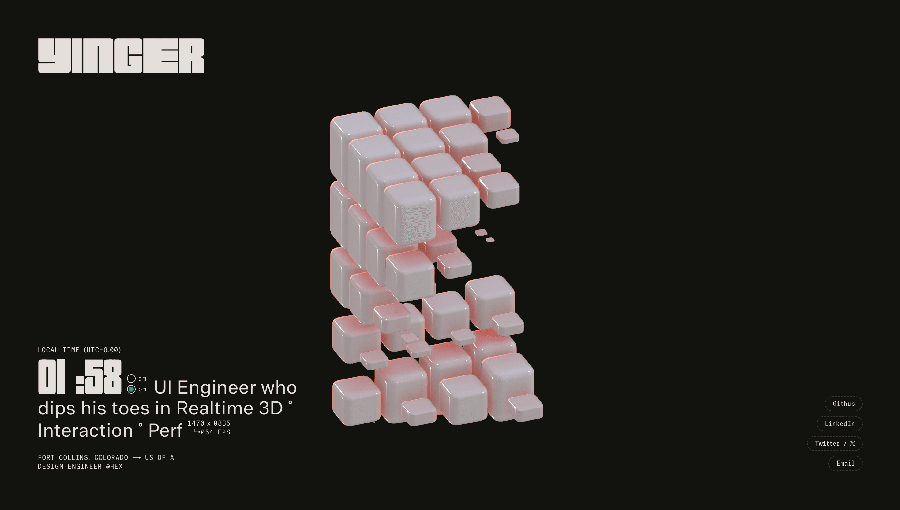 Max Yinger — 3D, Interactive website design