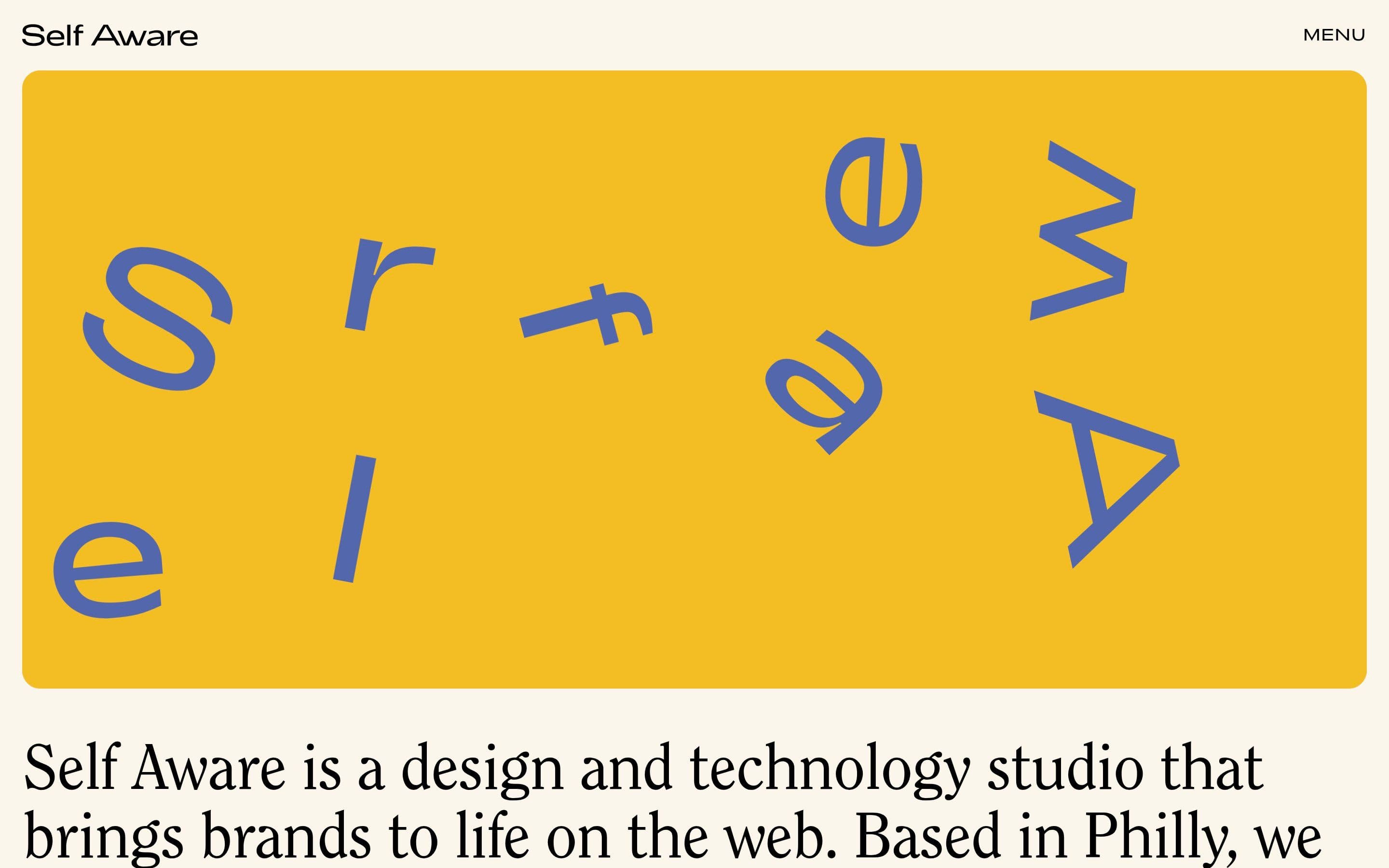 Self Aware — Agency, Studio website design