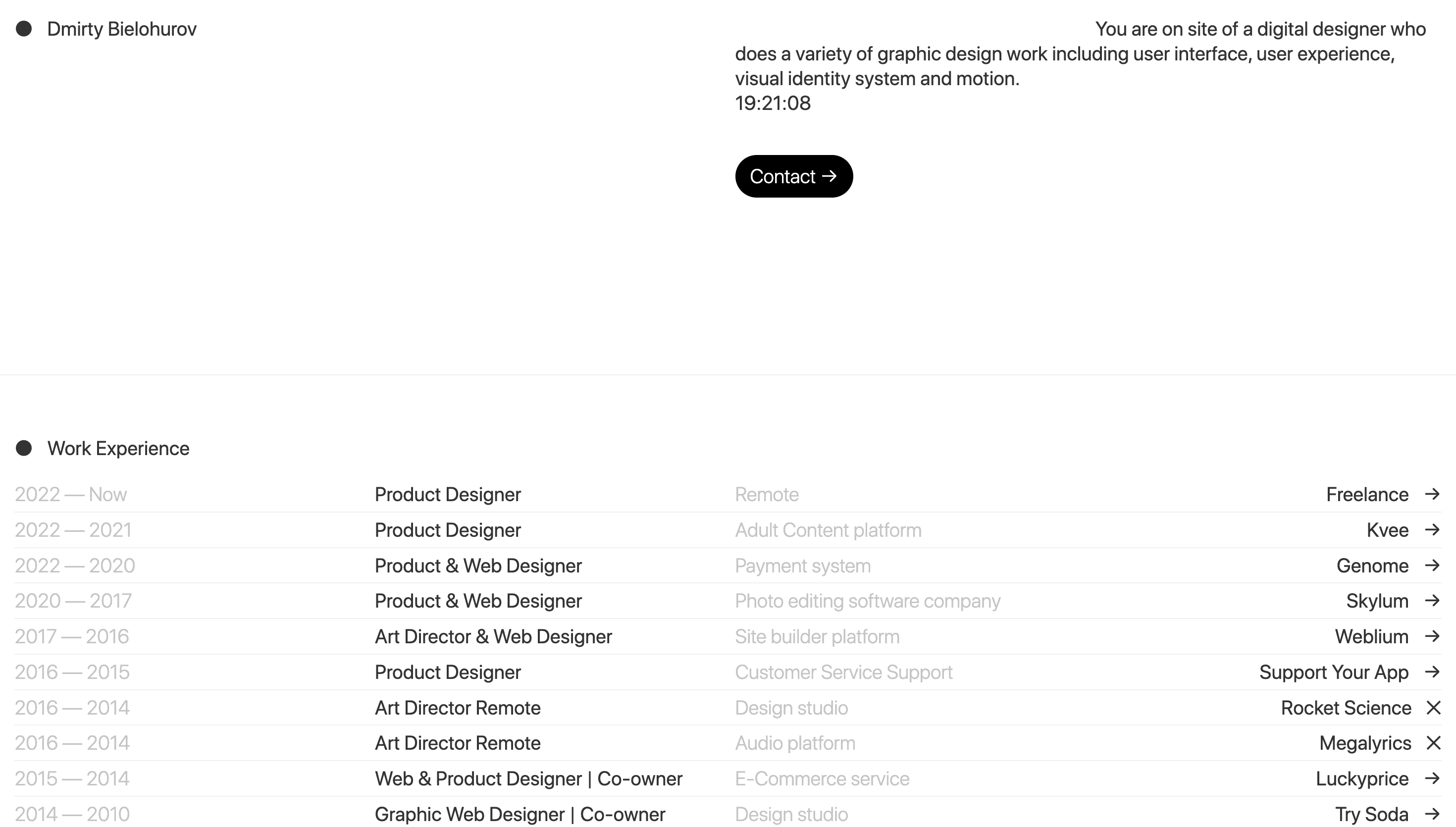 Dmirty Bielohurov — Designer, Portfolio website design