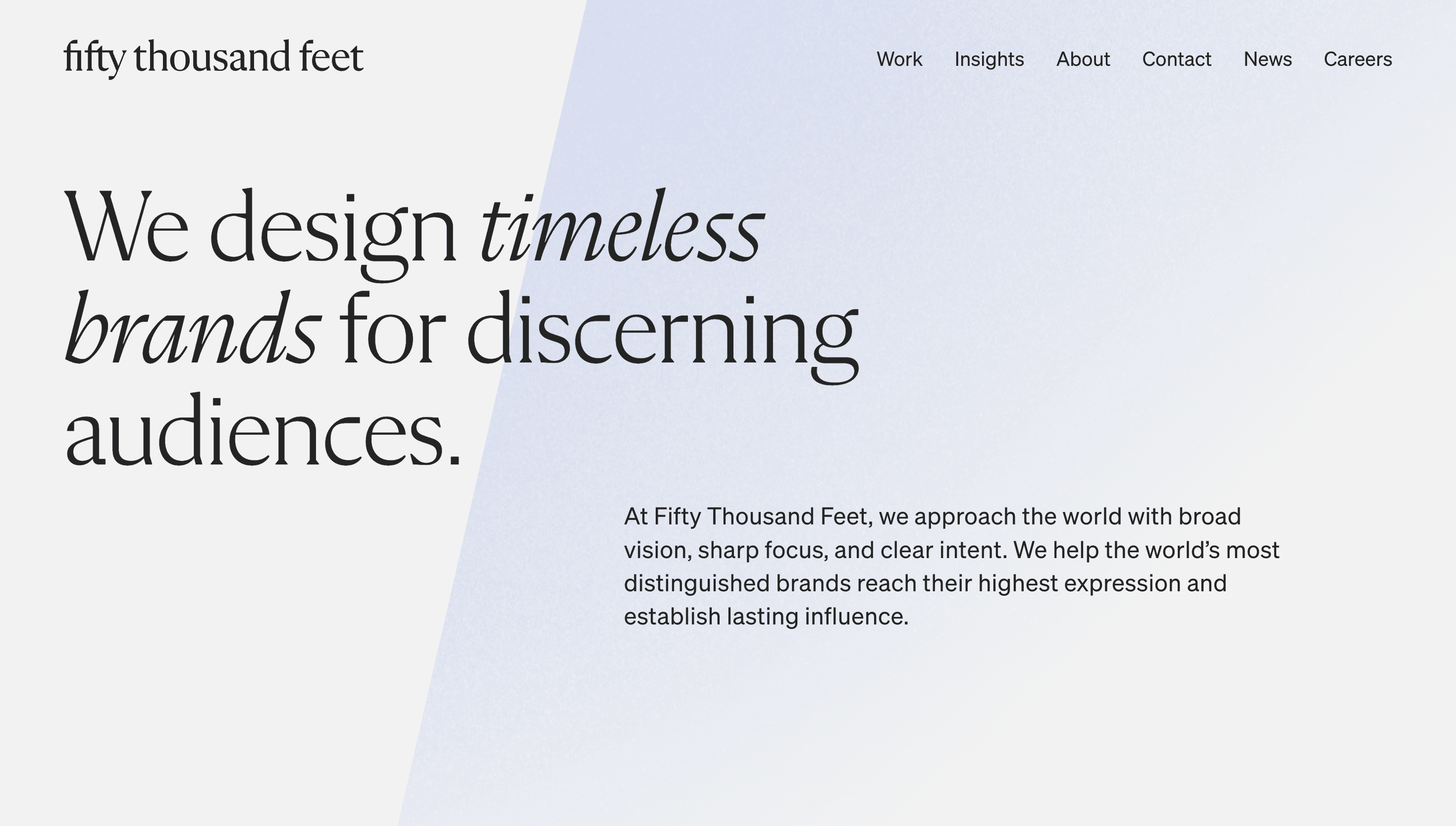 Fifty Thousand Feet — Branding, Agency website design