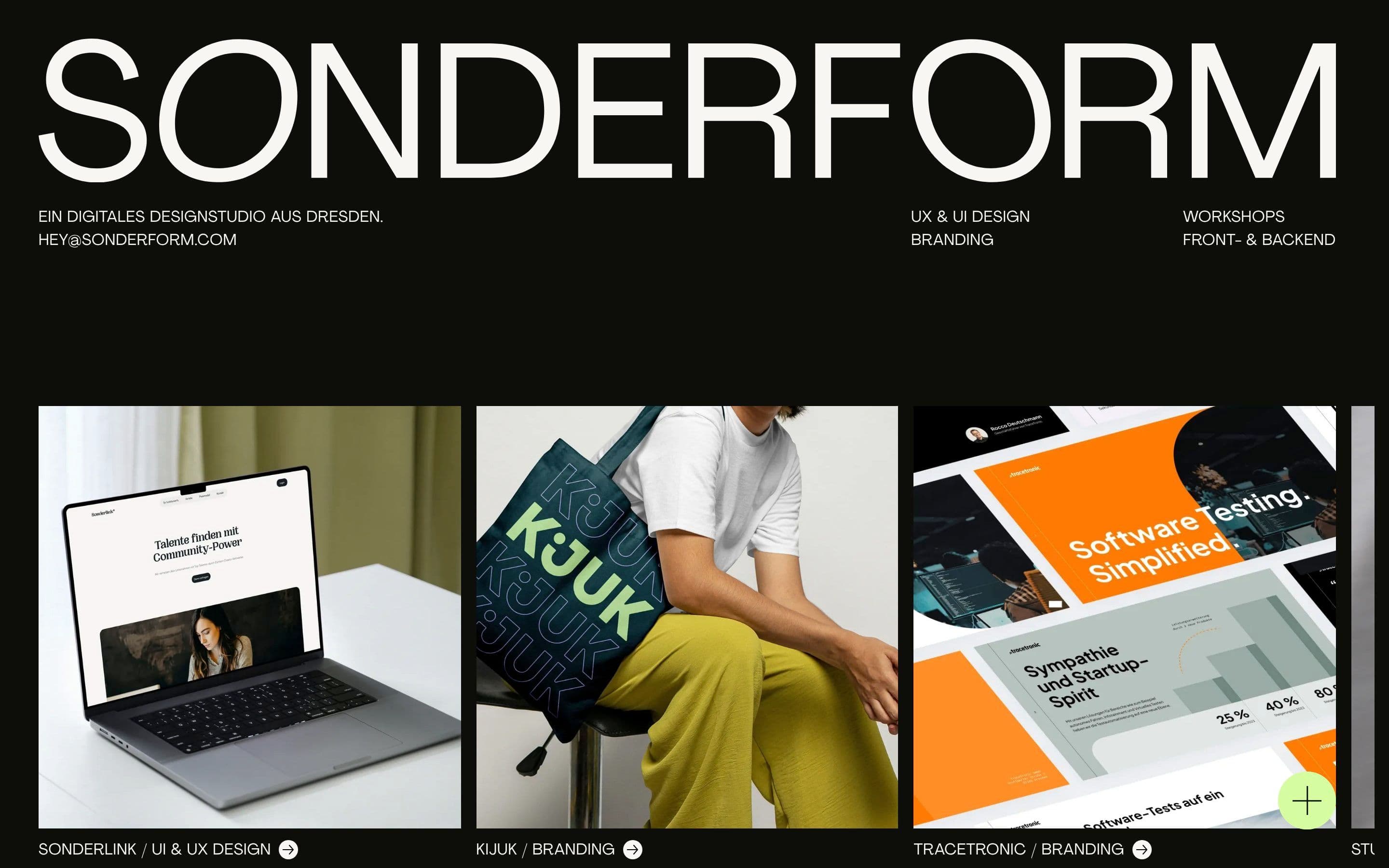 Sonderform — Agency, Branding website design