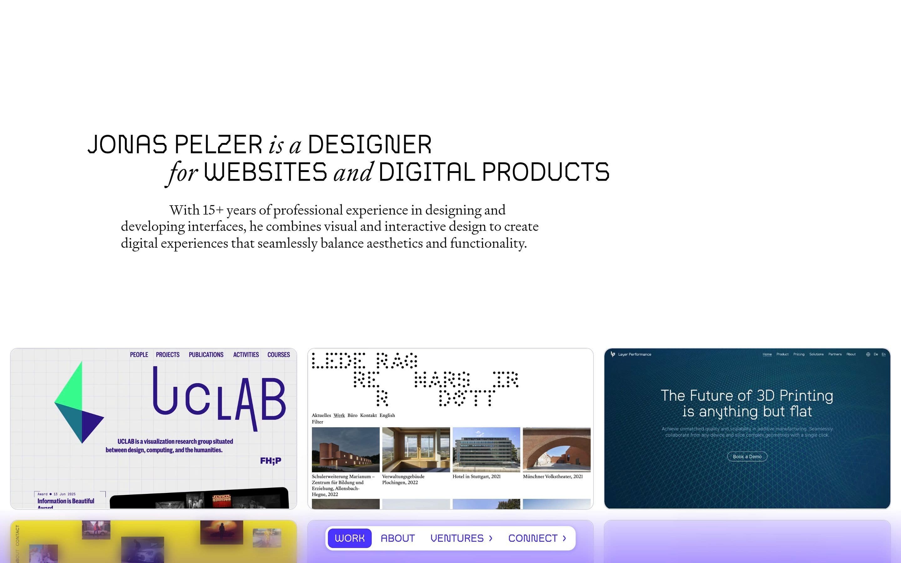Jonas Pelzer — Designer, Portfolio website design
