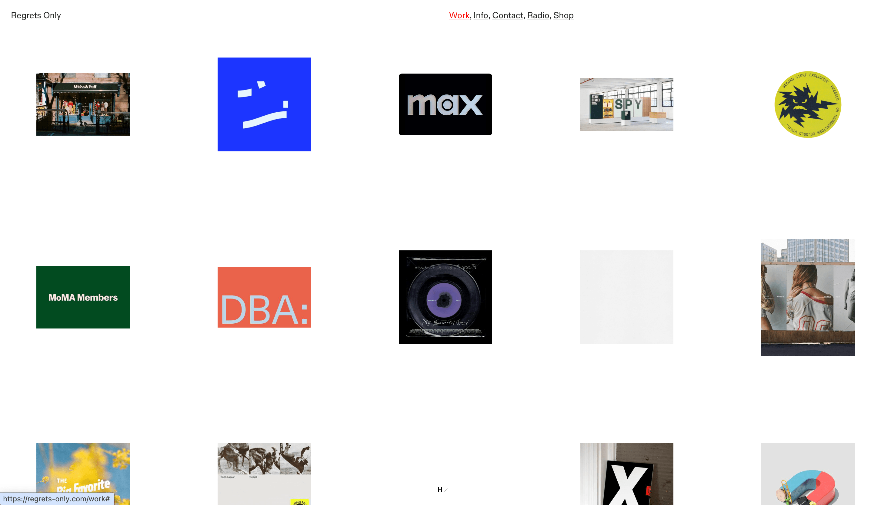 Regrets Only — Agency, Studio website design