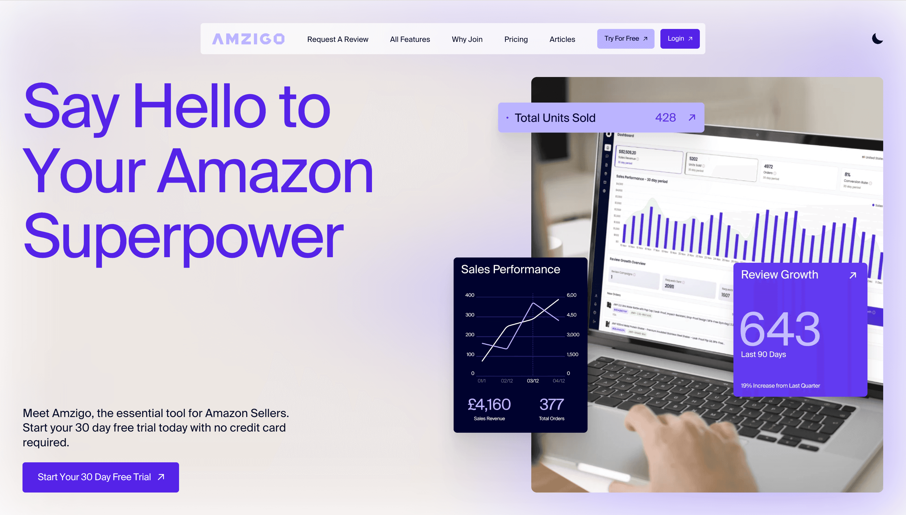 Amzigo — SaaS, E-commerce website design