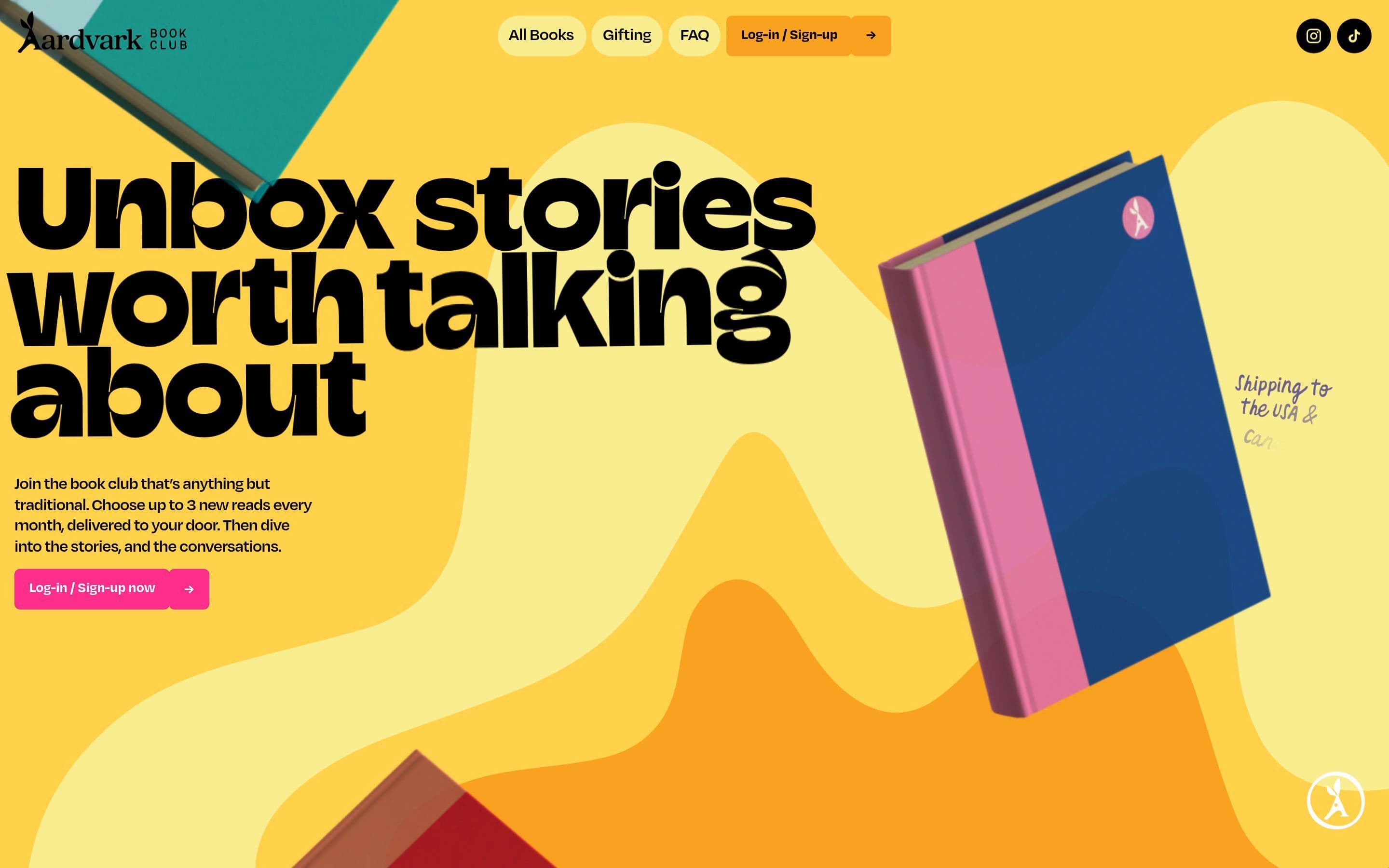 Aardvark Book Club — E-commerce, Community website design