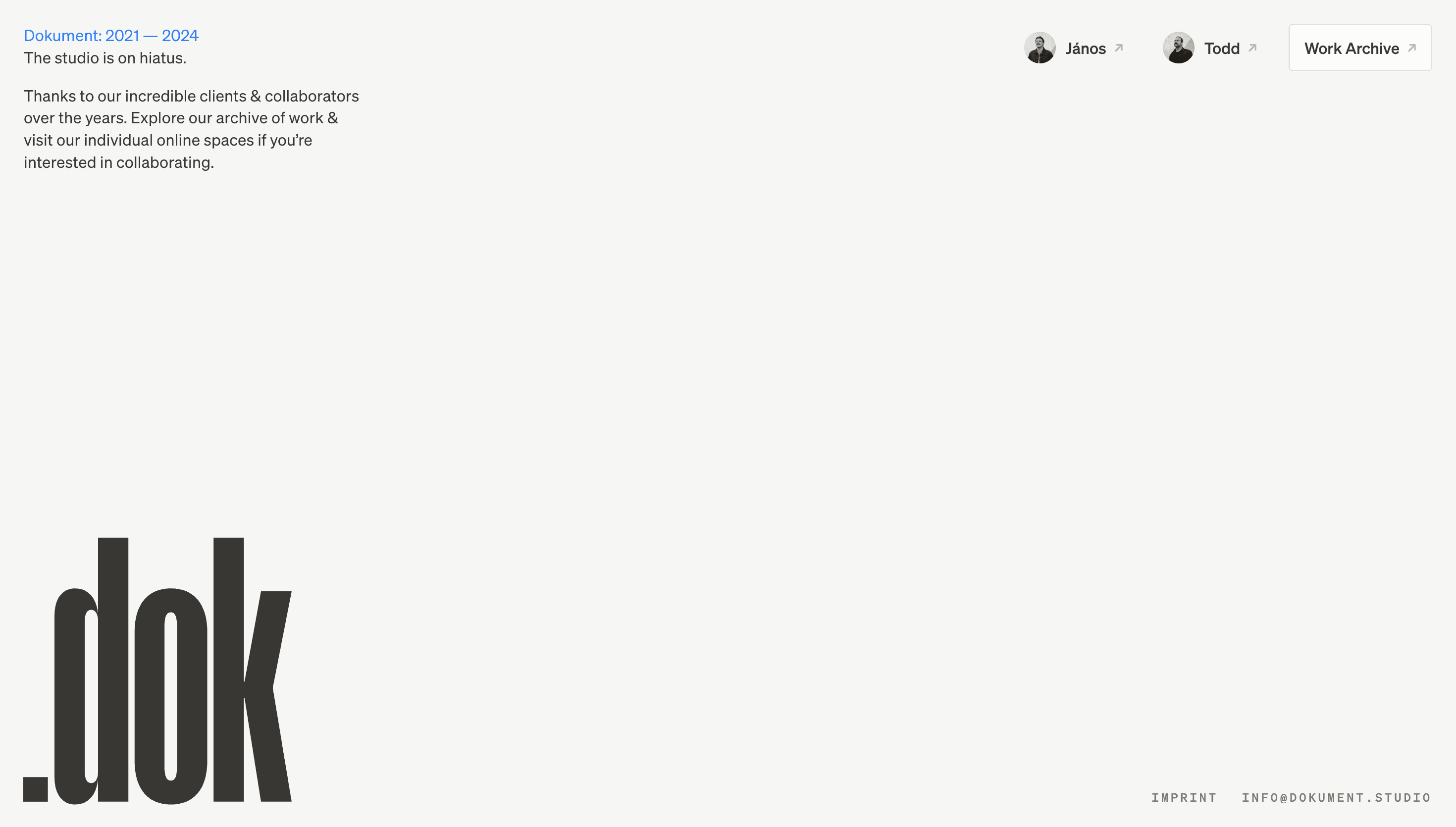 Dokument — Agency, Studio website design