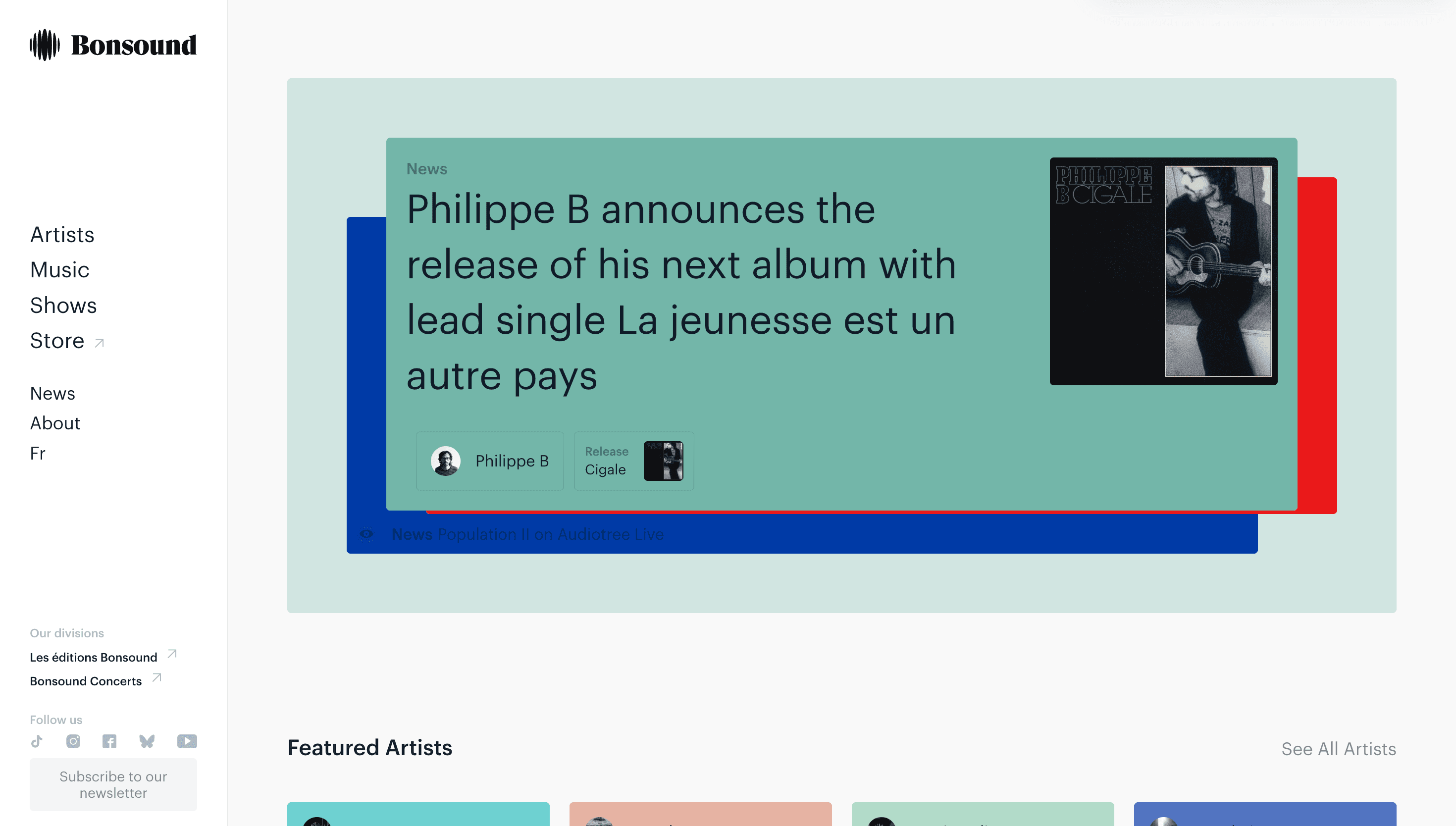 Bonsound — Music, Entertainment website design