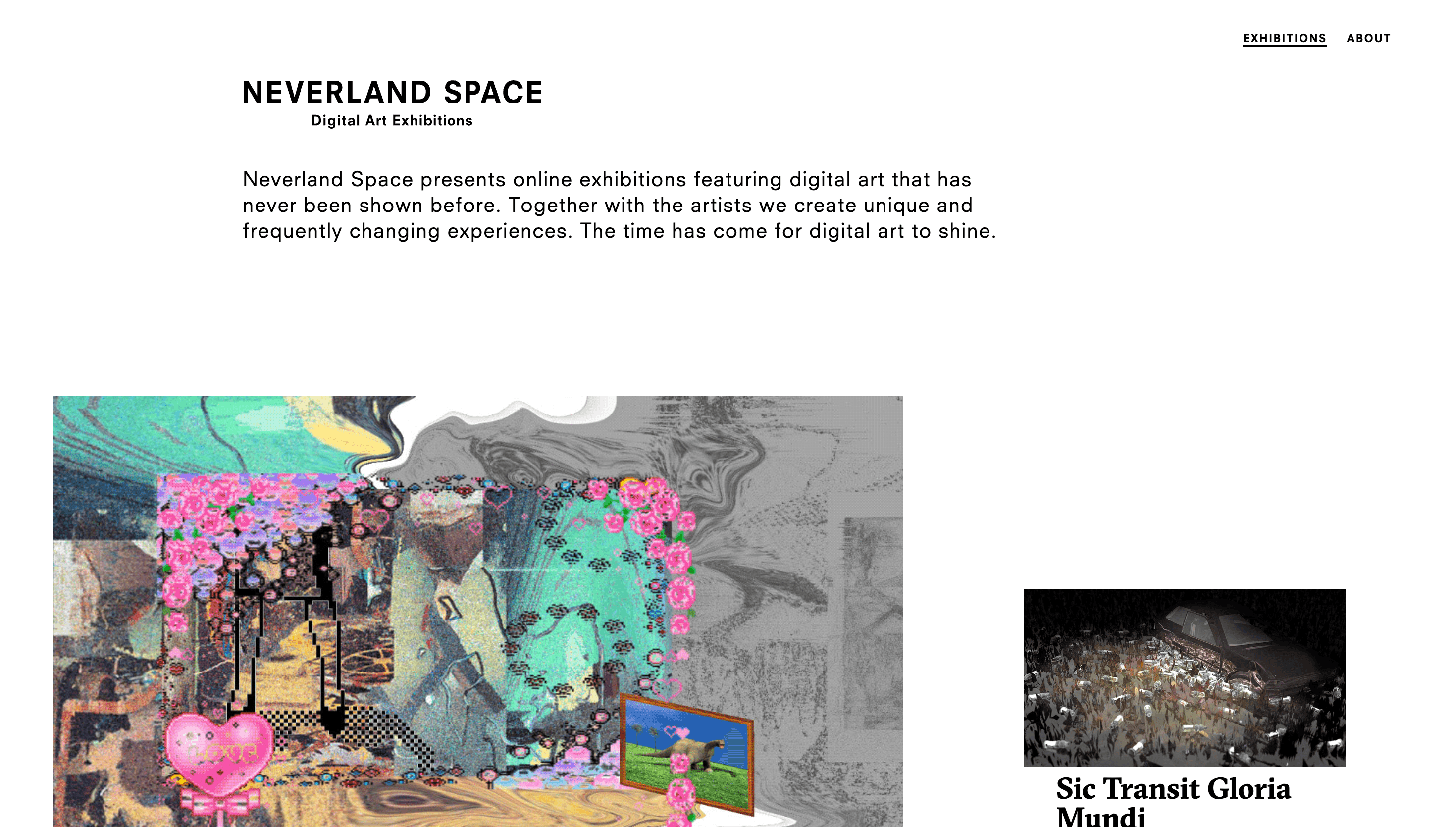 Neverland Space — Art, Entertainment website design