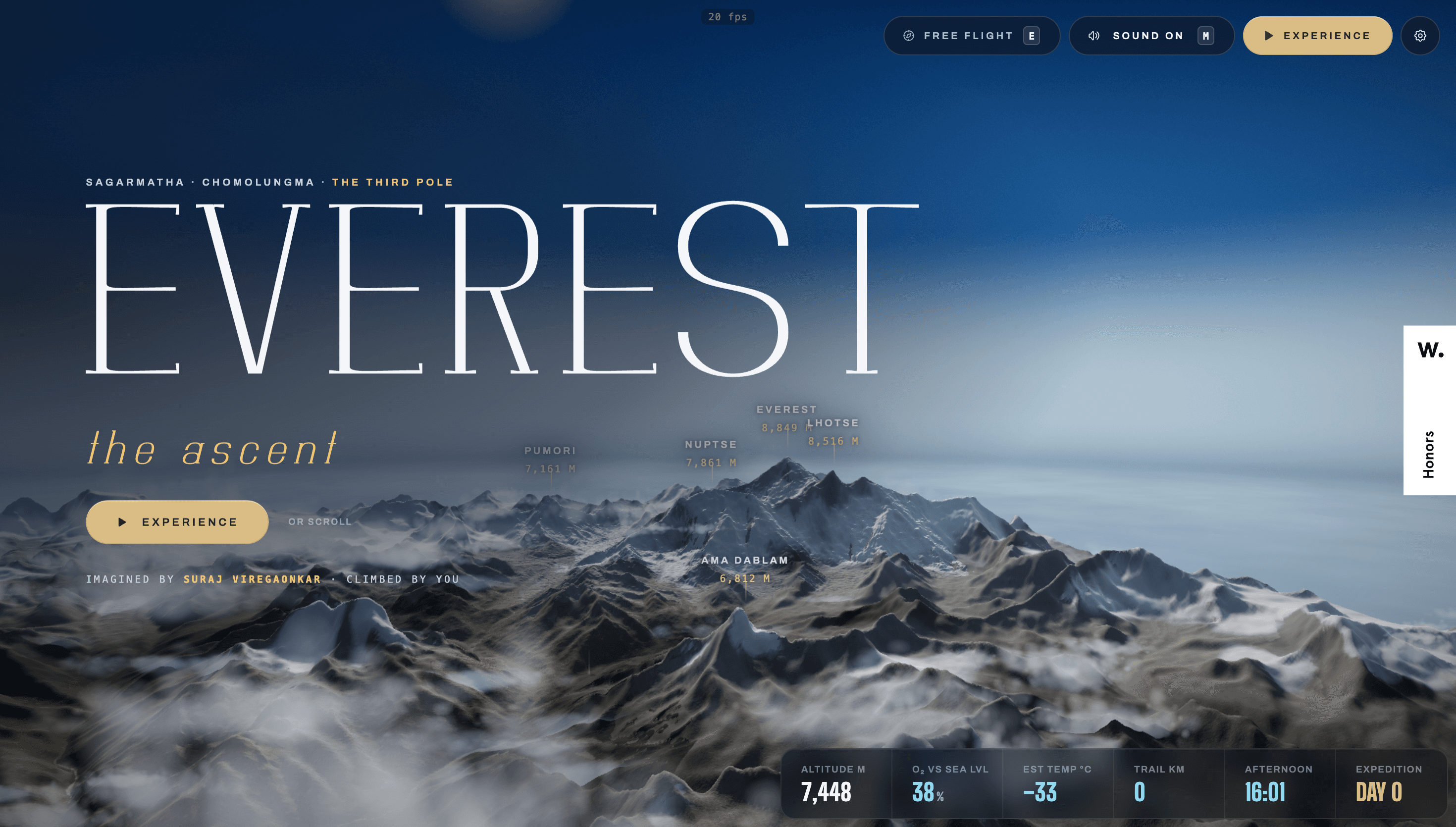Everest — Animation, Three.js website design