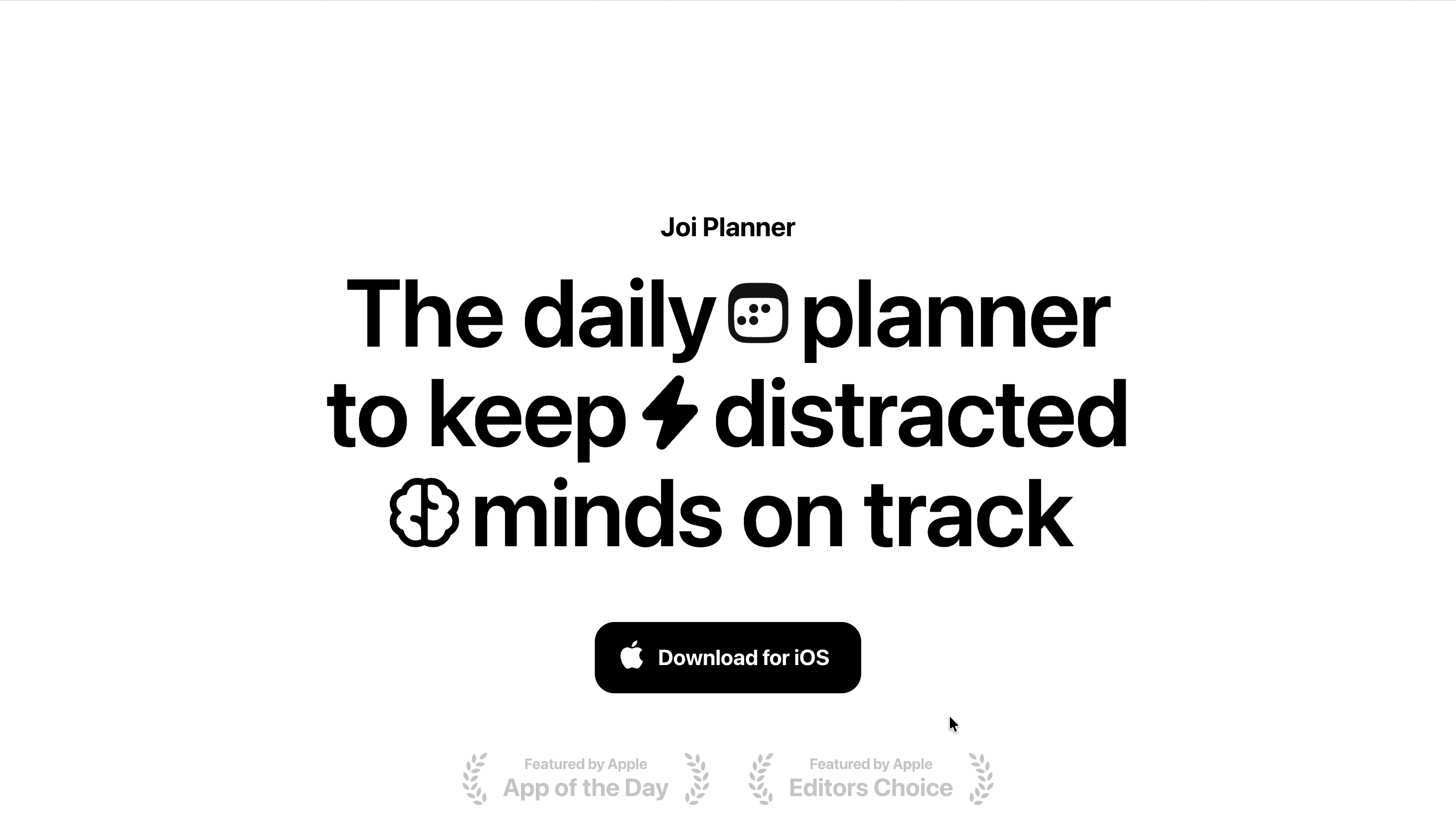 Joi — Daily Planner & Organizer — App, Productivity website design