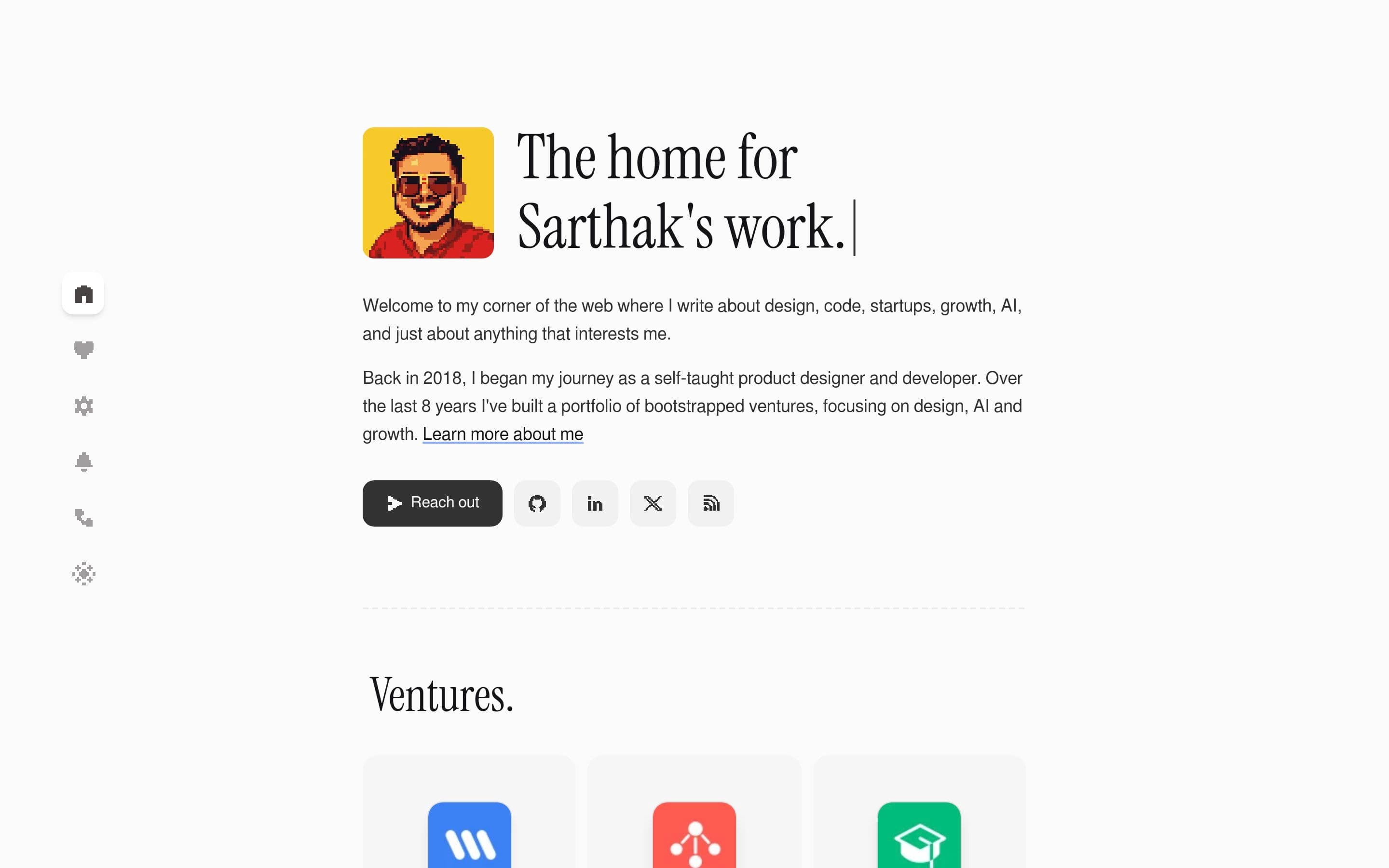 Sarthak Mishra — Designer, Developer website design