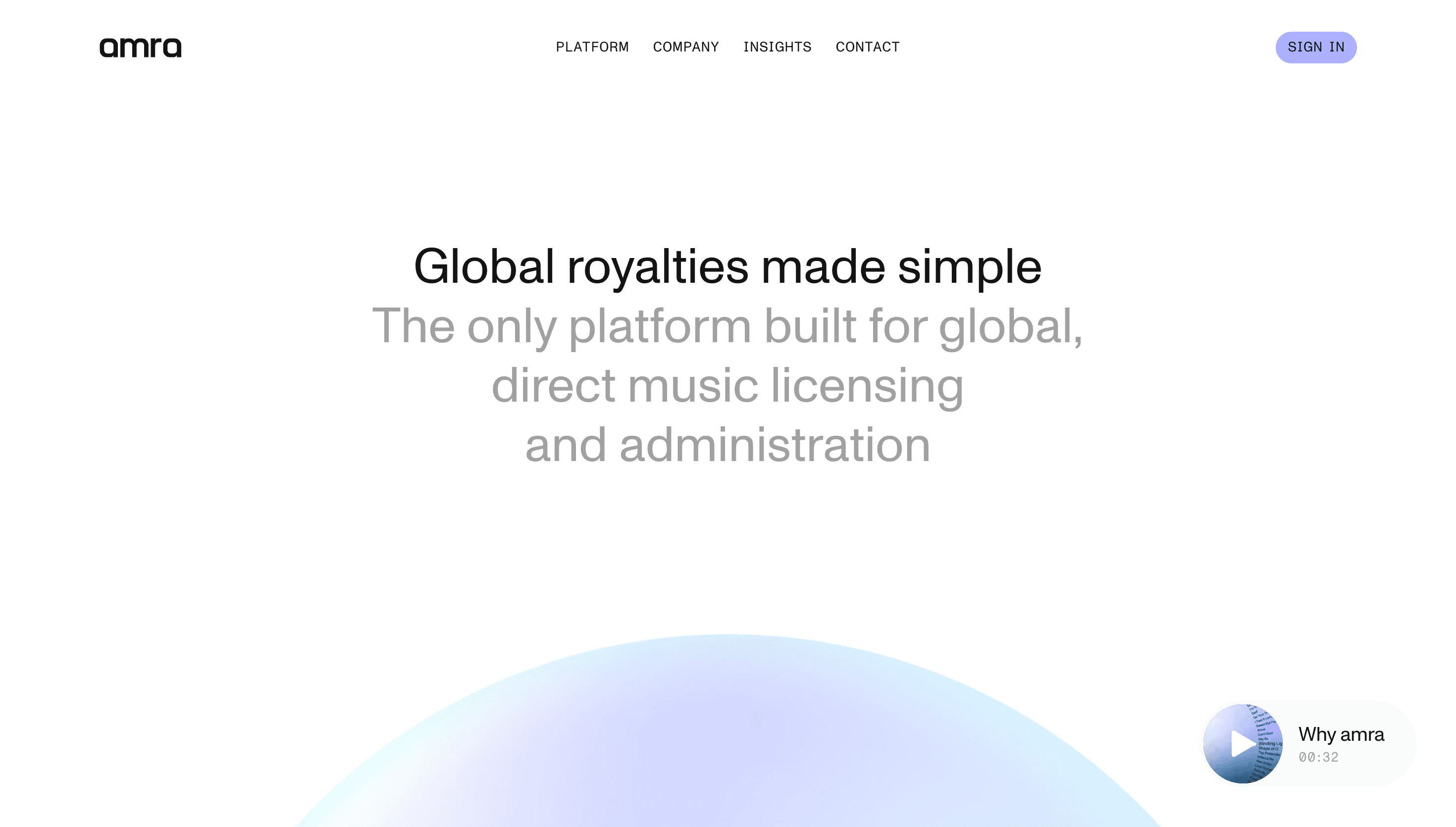 amra — Music, Finance website design