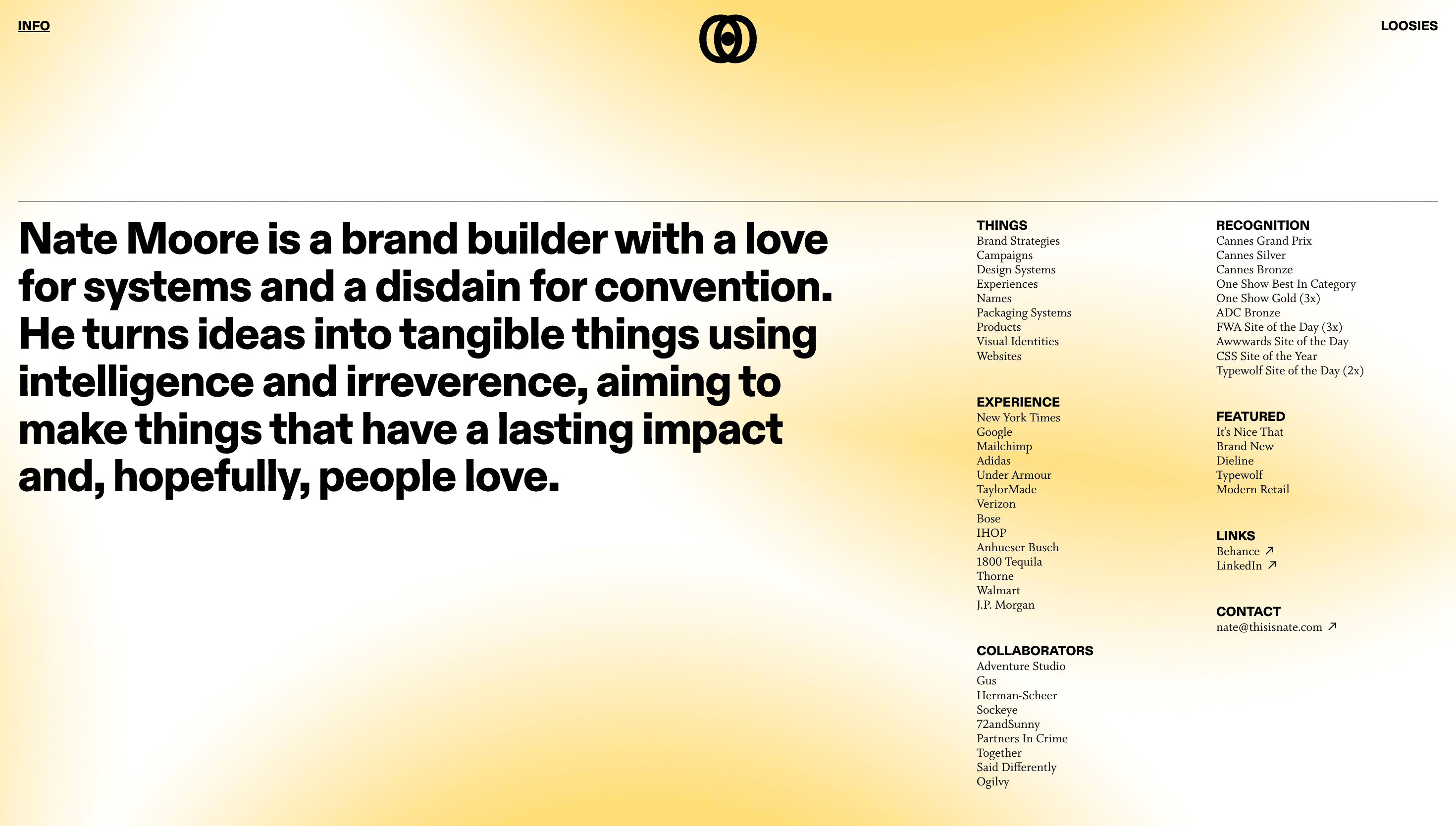 Nate Moore — Designer, Personal website design