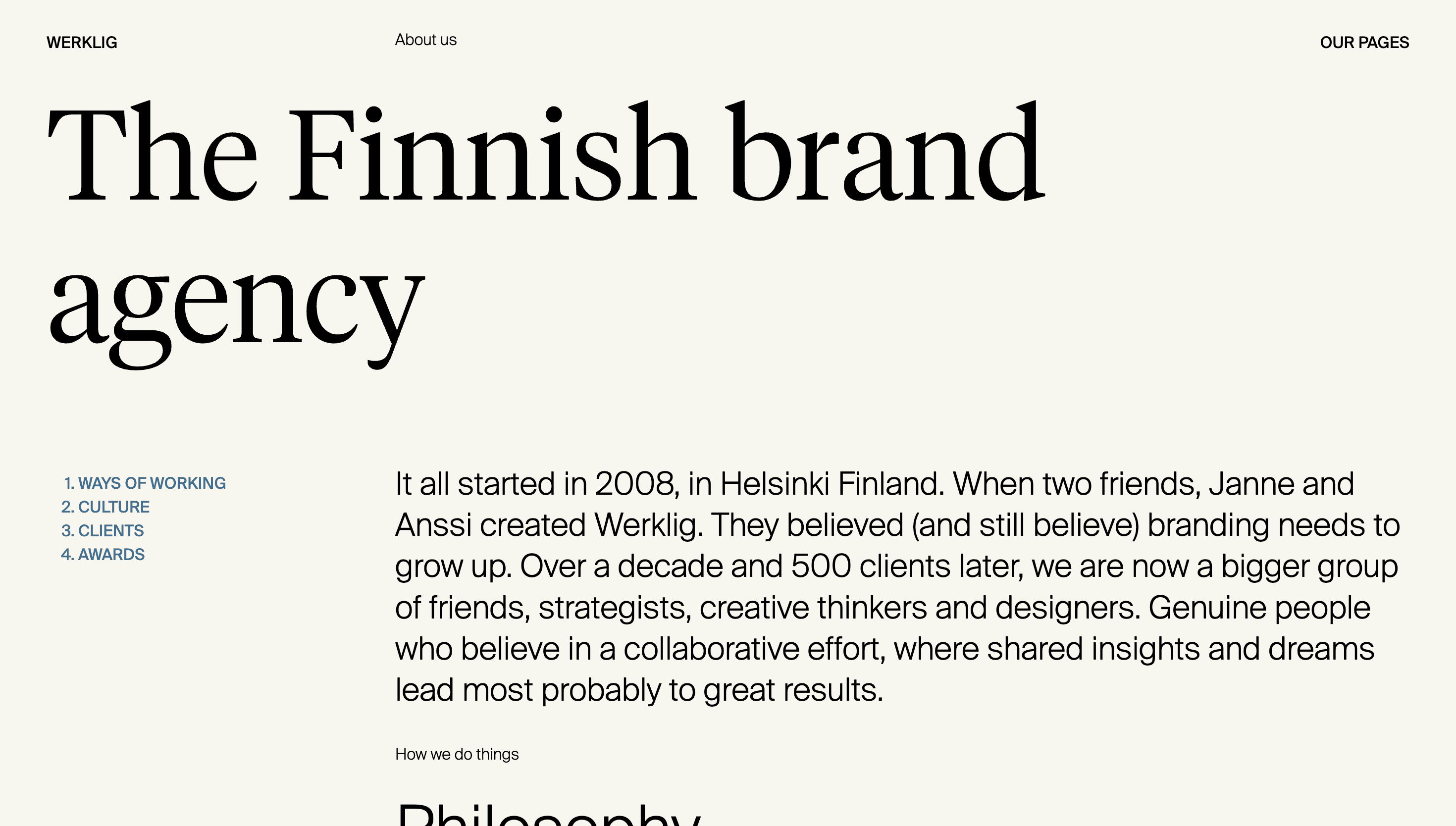 Werklig — Agency, Studio website design