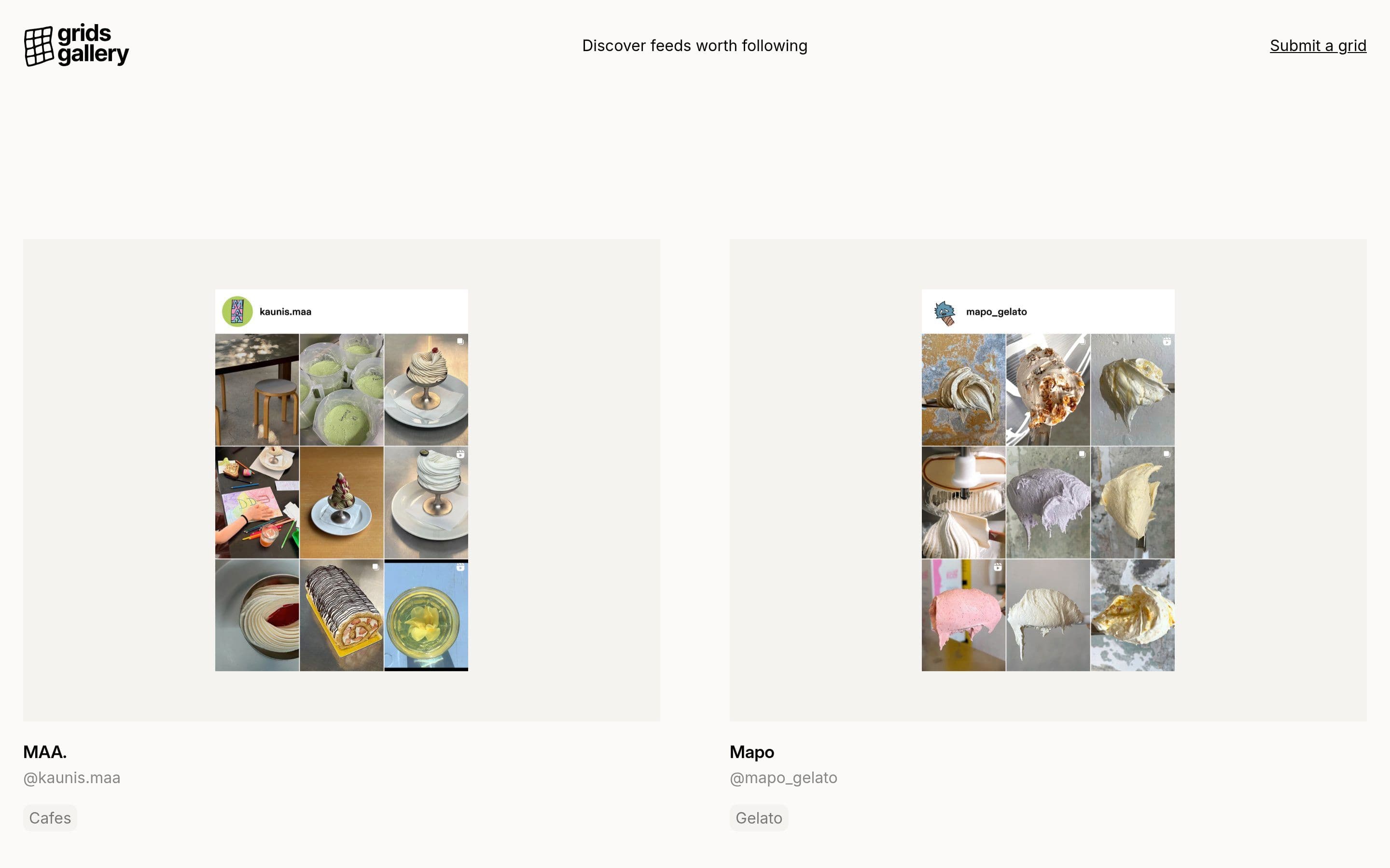 Grids Gallery — Food, Web website design