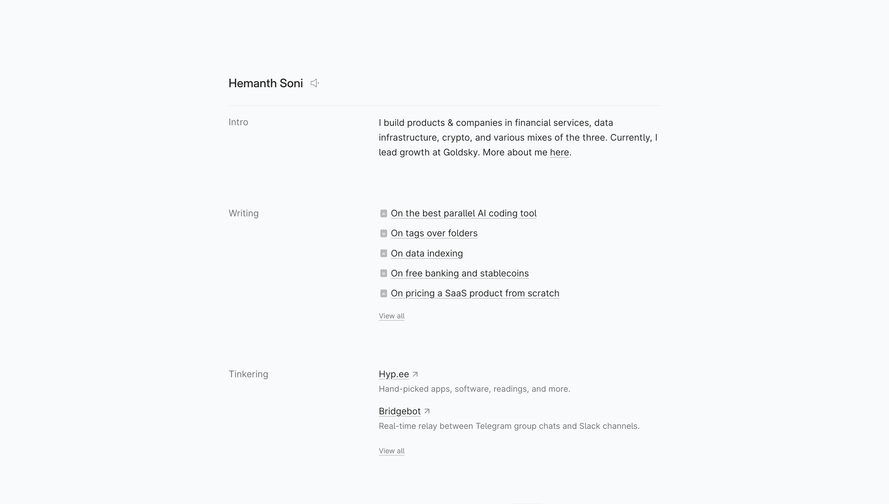 Hemanth Soni — Personal, Portfolio website design