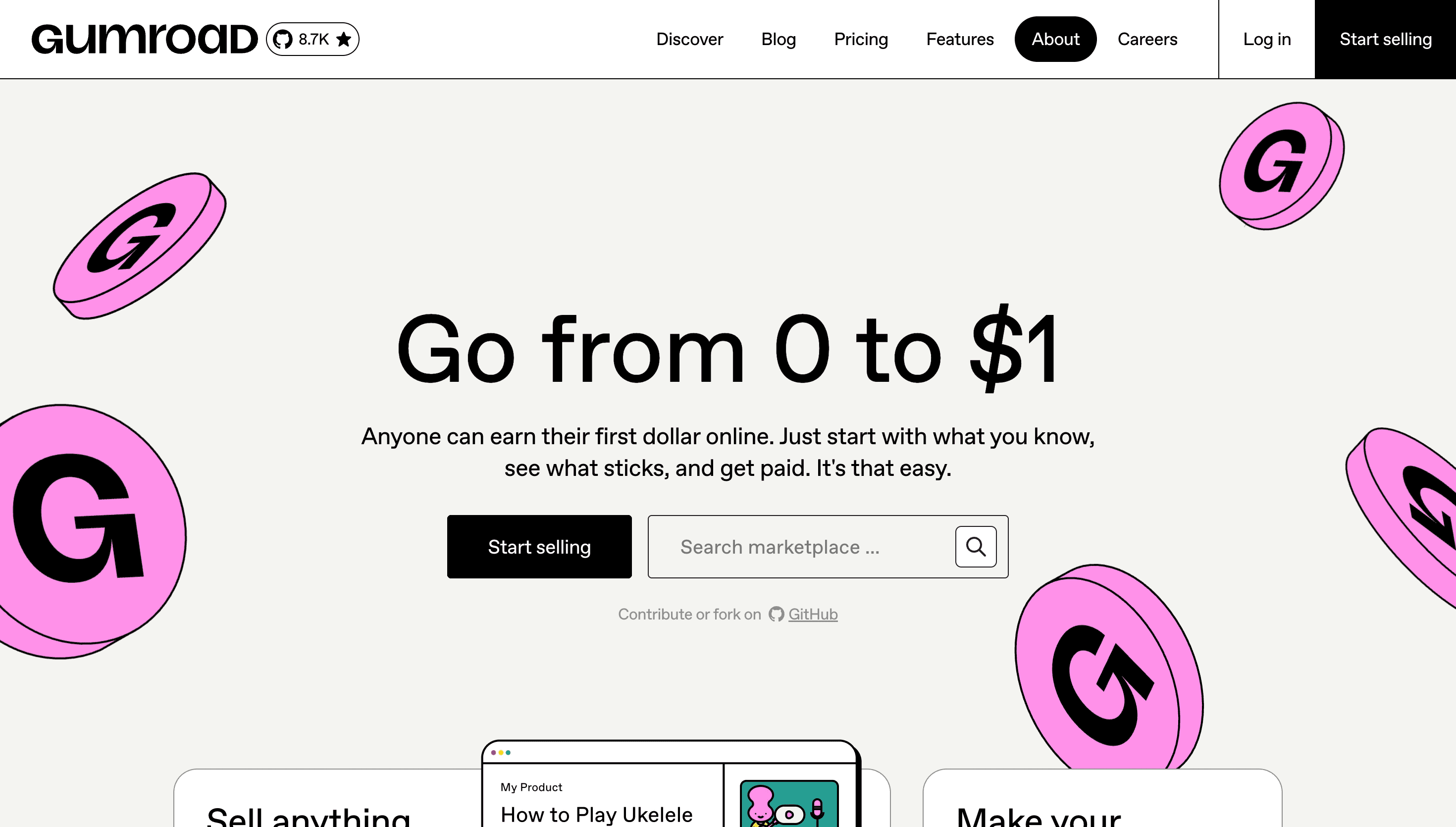 Gumroad — E-commerce, Product website design