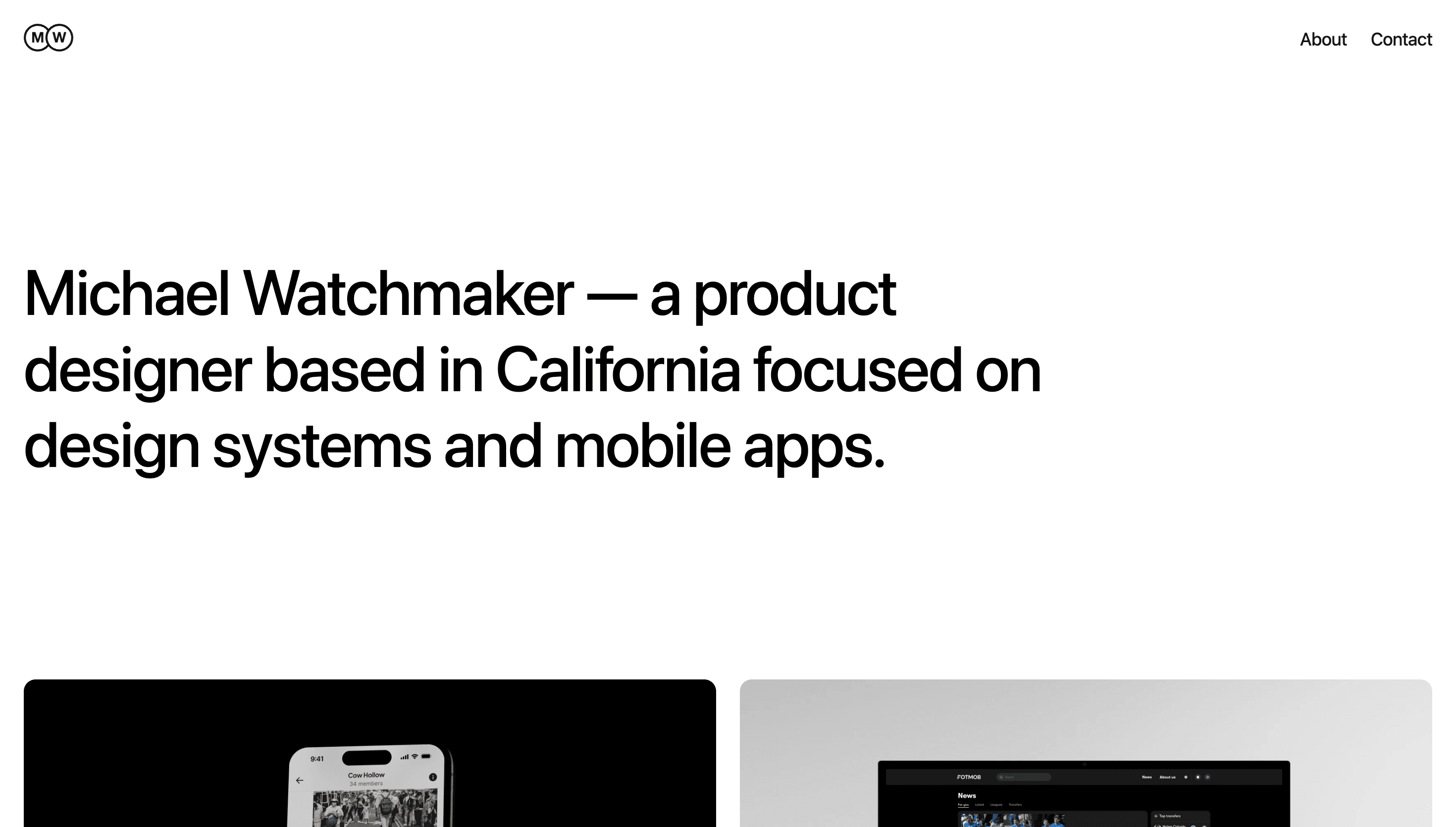 Michael Watchmaker — Designer, Personal website design