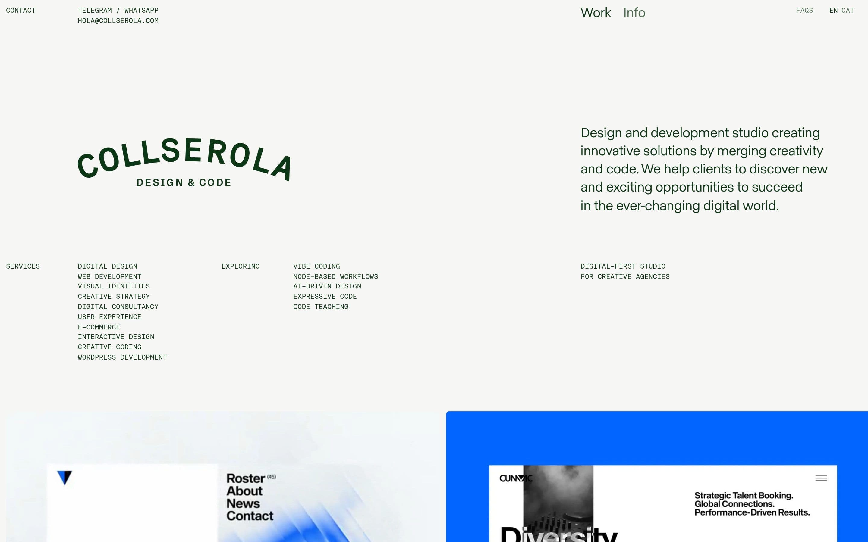 Collserola — Agency, Studio website design
