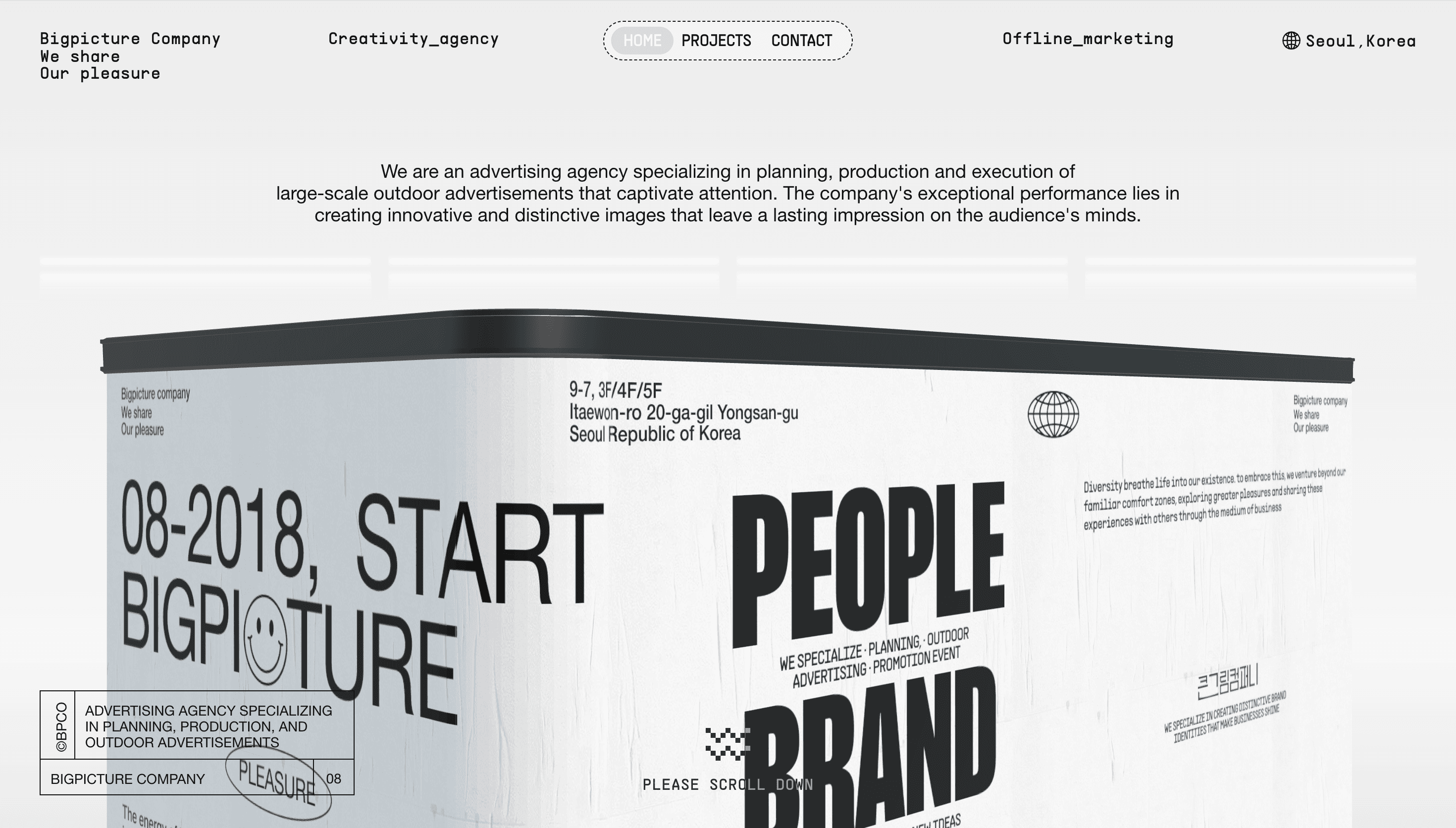 Bigpicture company — Agency, Outdoor website design