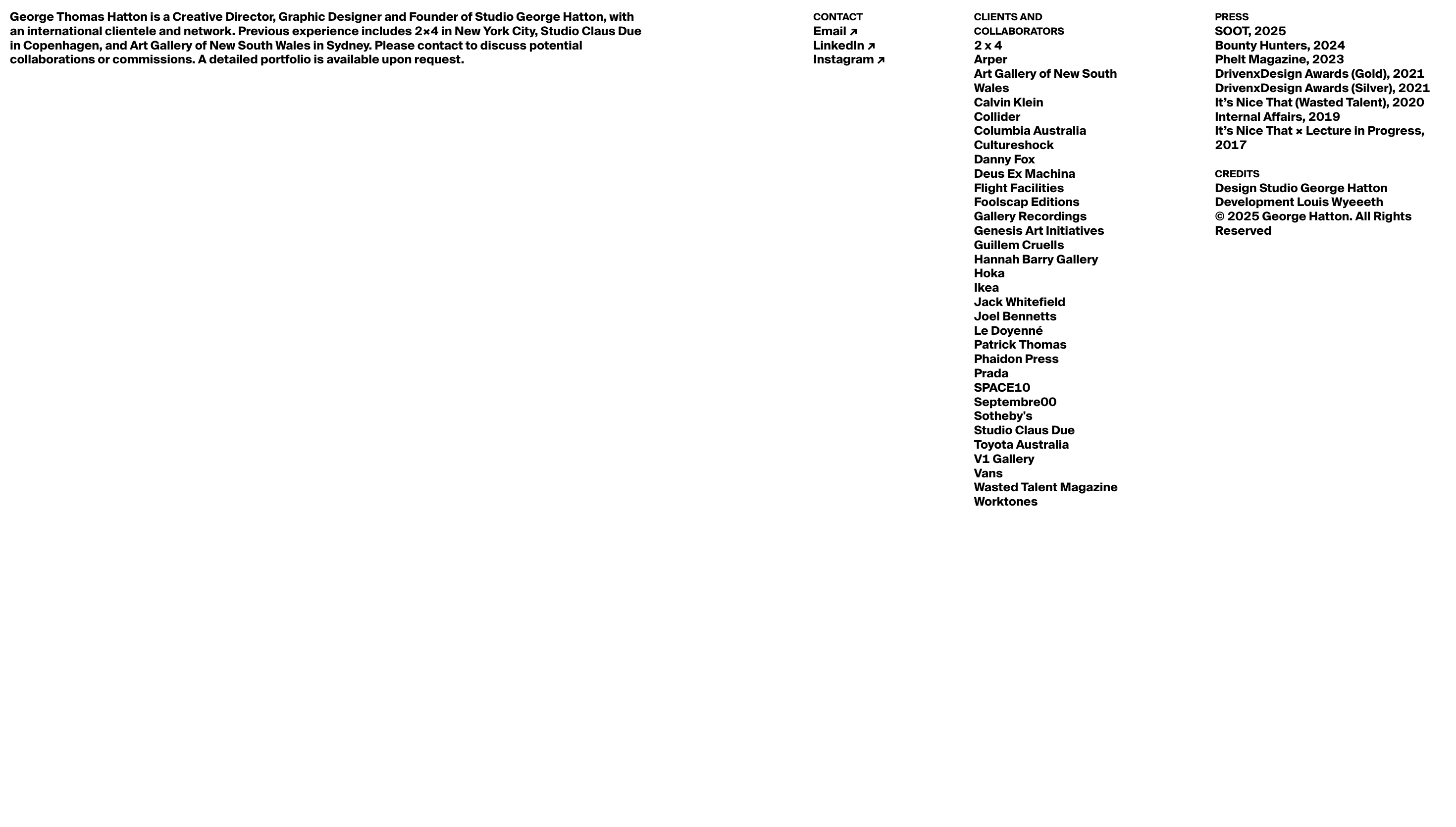 George Hatton — Designer, Agency website design