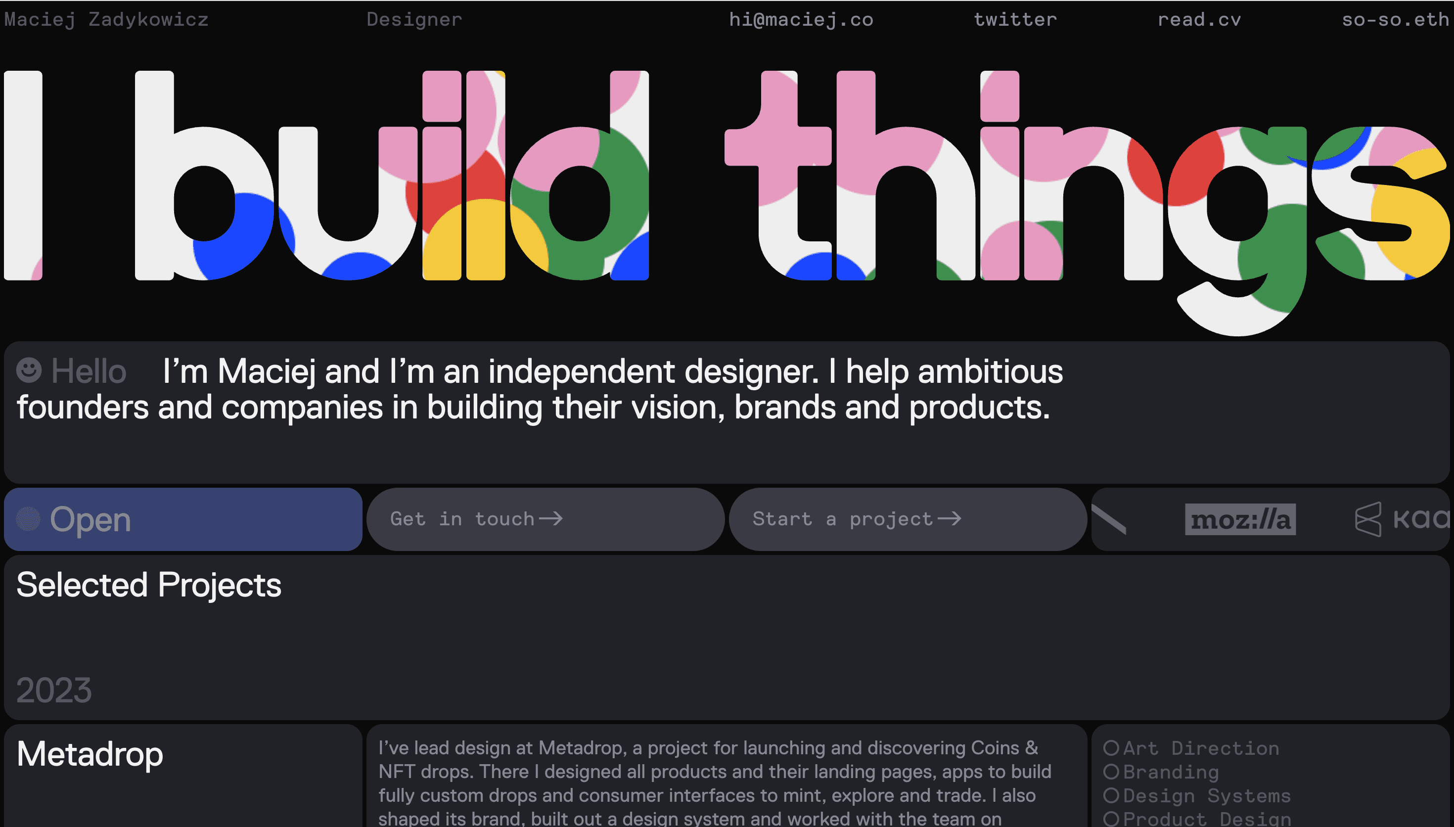 Maciej Zadykowicz — Designer, Product website design