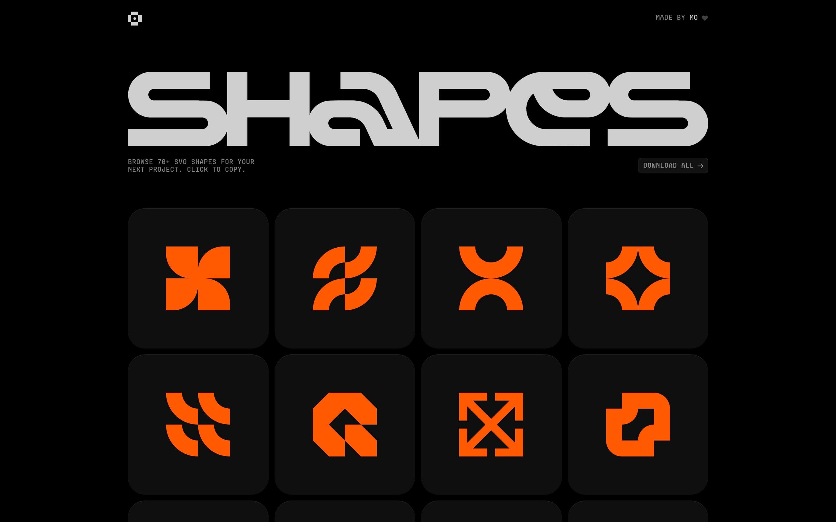 Shapes Gallery — Illustration, Minimal website design