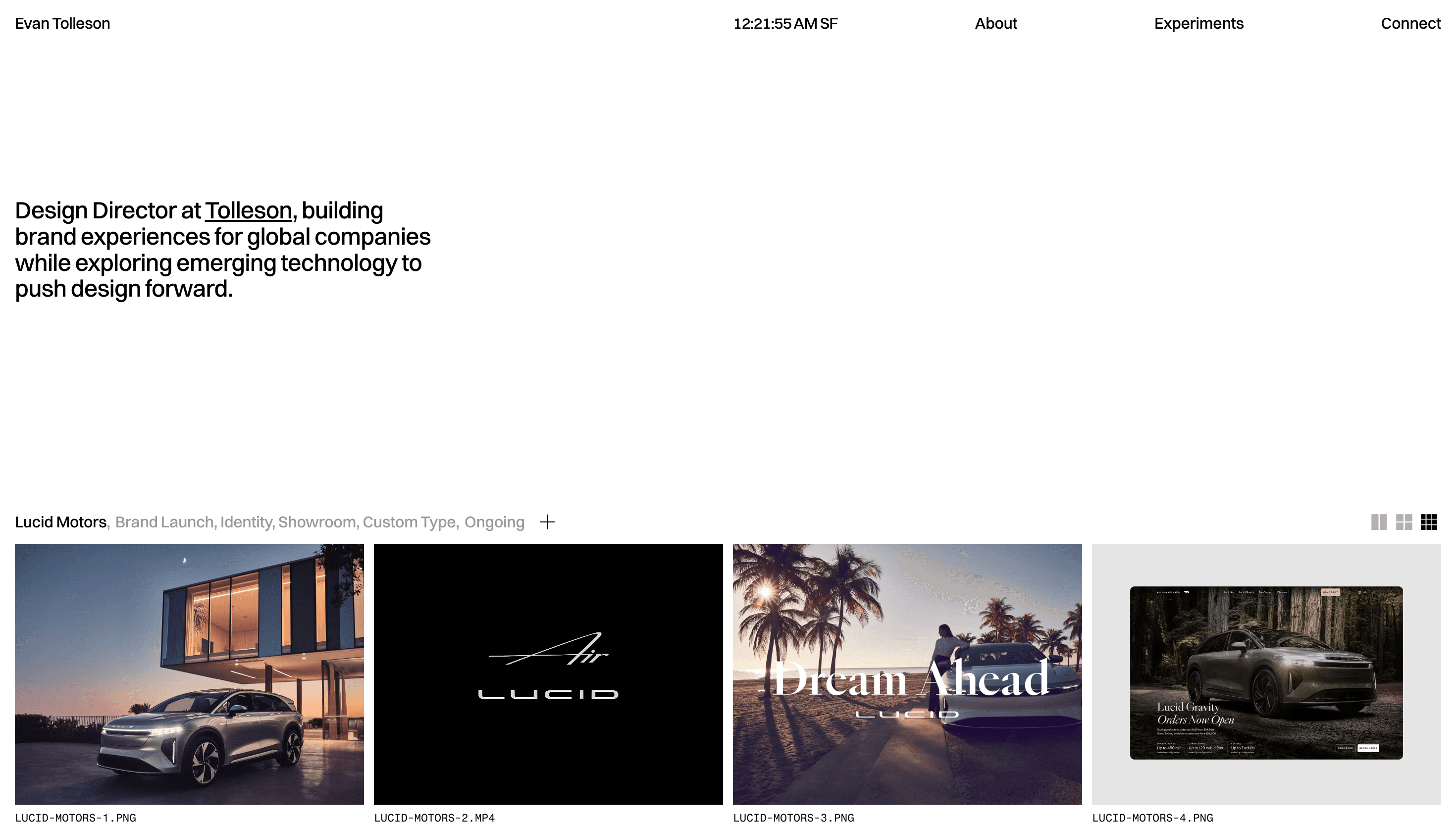 Evan Tolleson — Designer, Branding website design