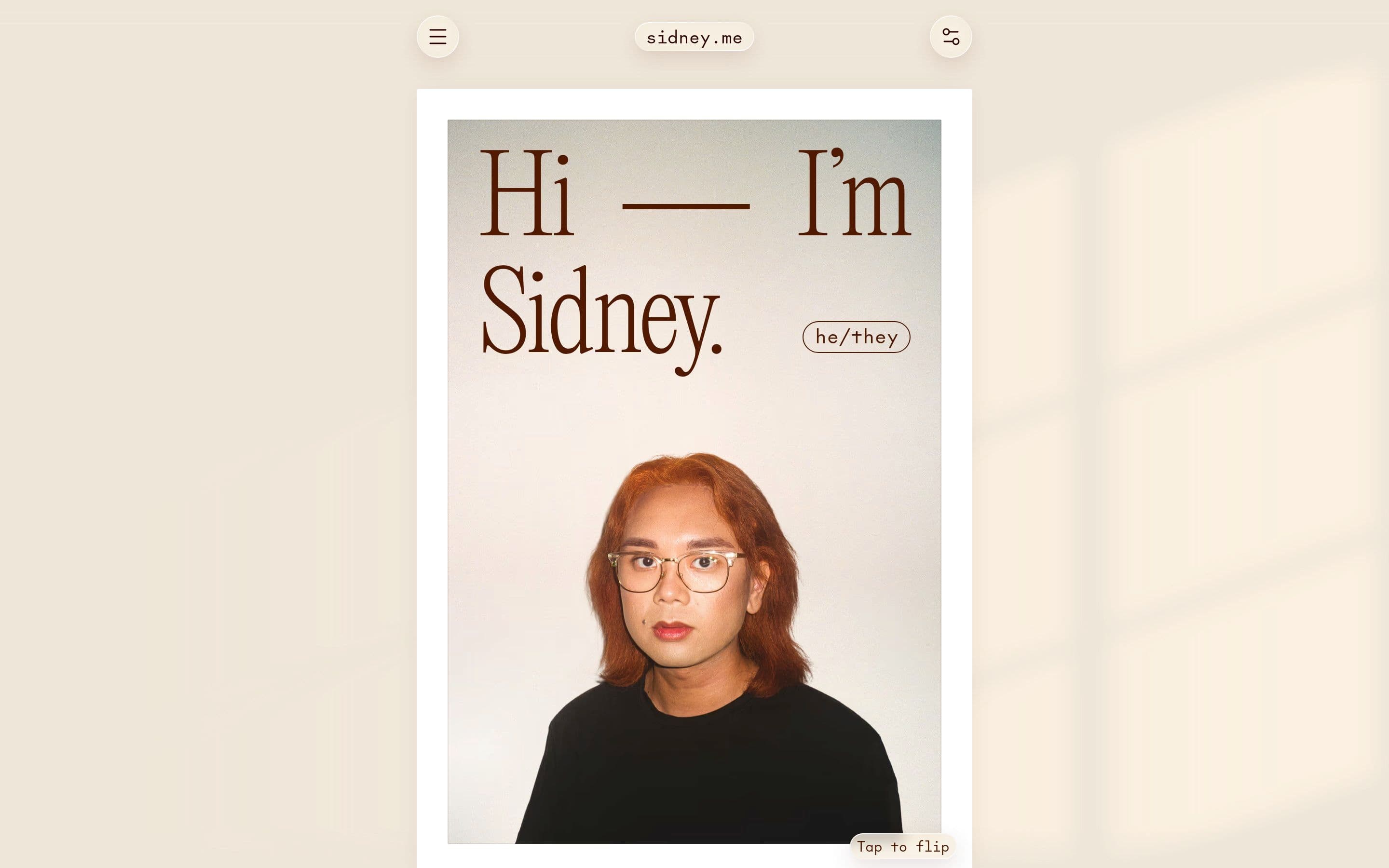 sidney.me — Personal, Developer website design