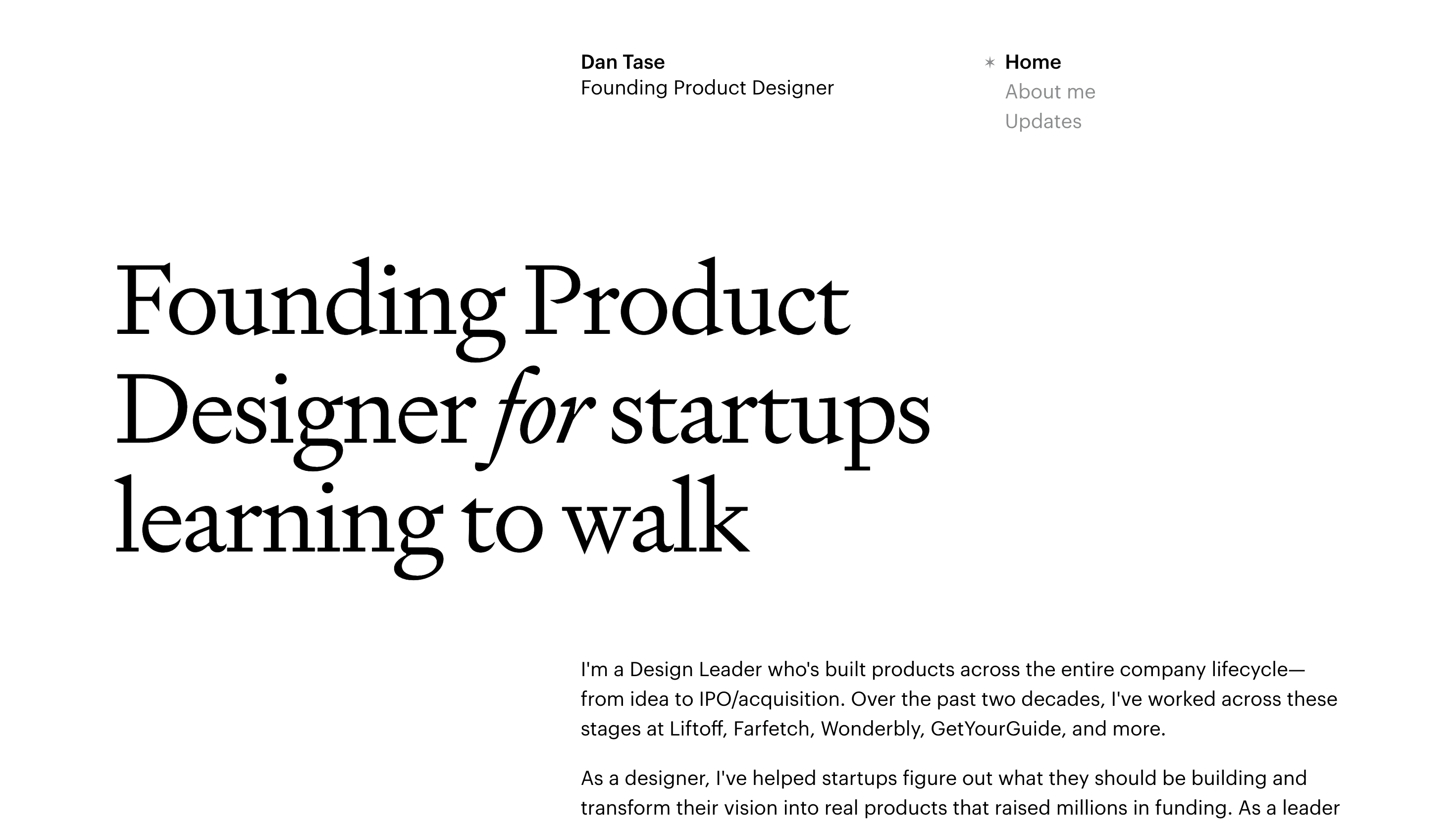 Dan Tase — Designer, Portfolio website design