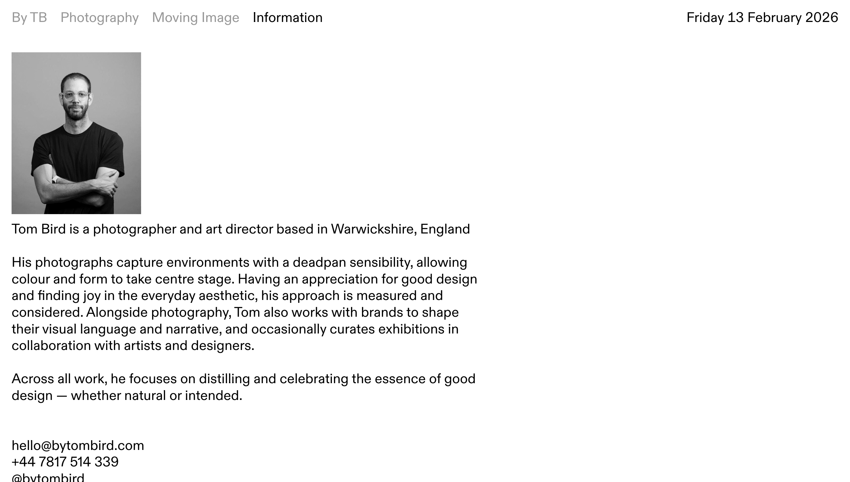 Tom Bird — Art, Designer website design