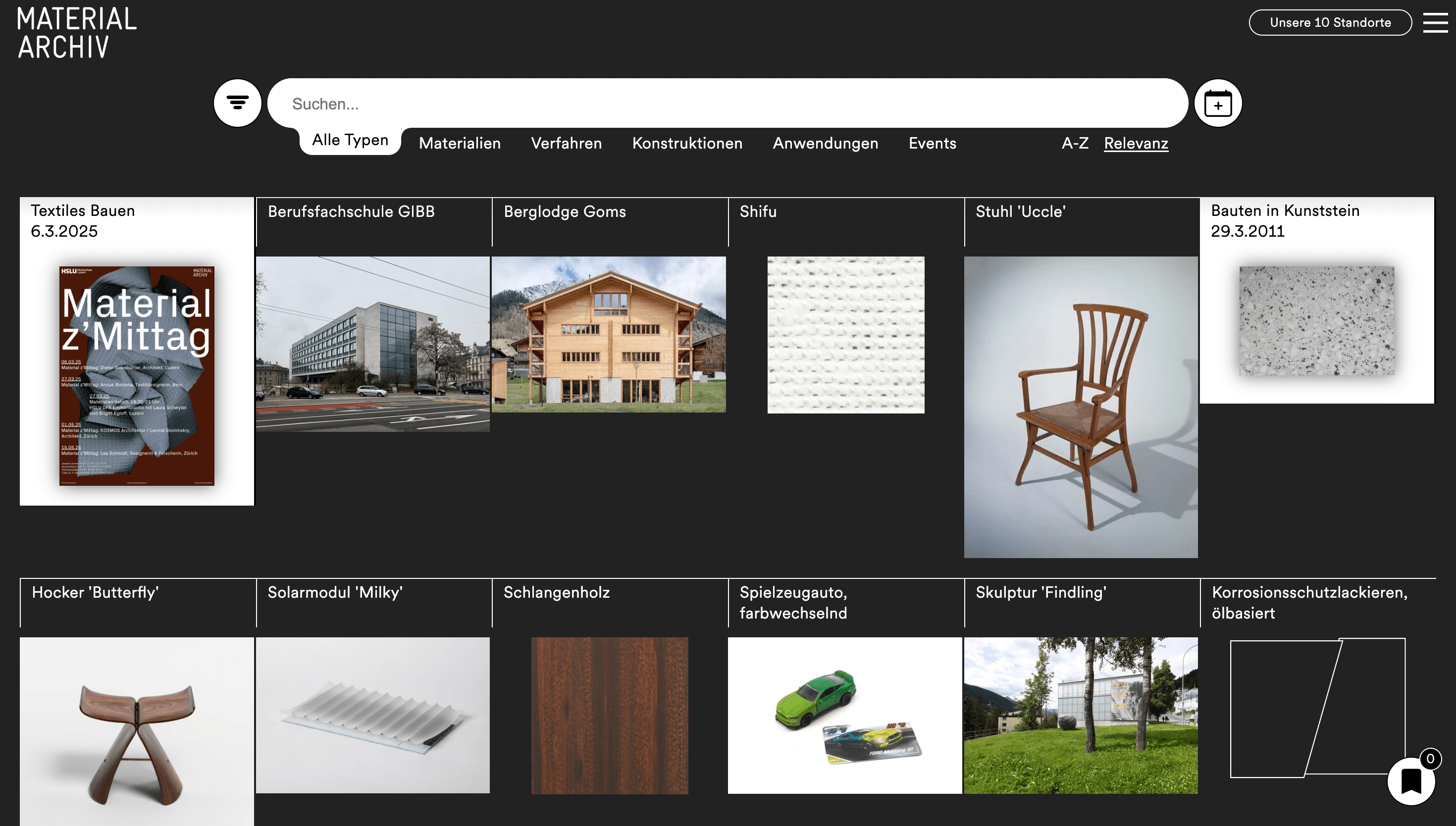 Material-Archiv — Art, Designer website design