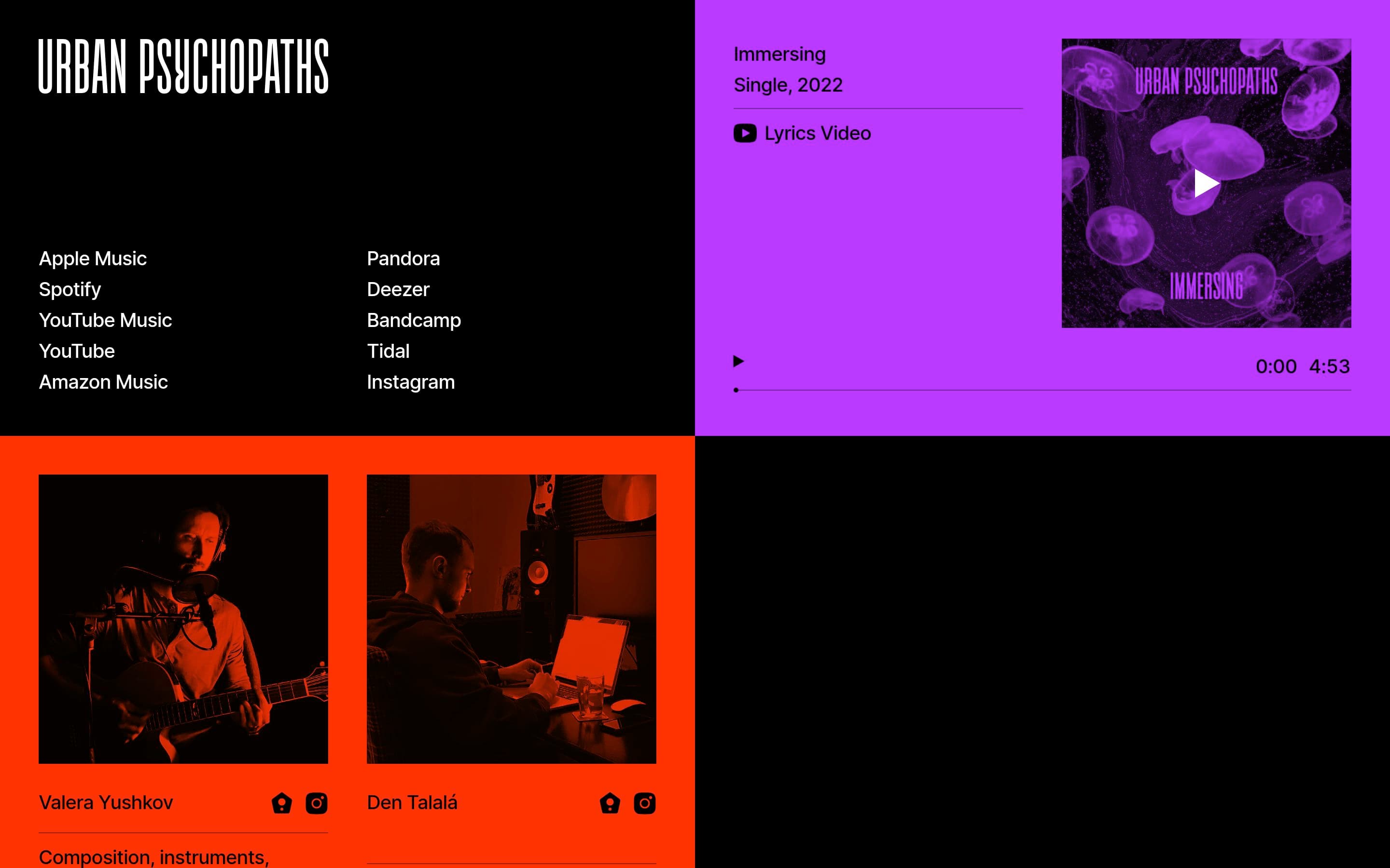 Urban Psychopaths — Music, Entertainment website design