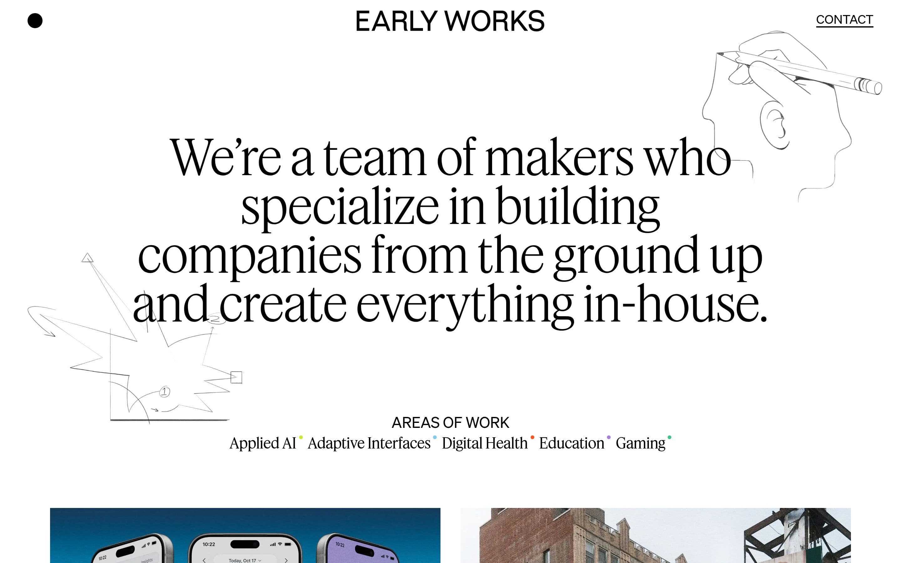 Early Works — Studio, Tech website design