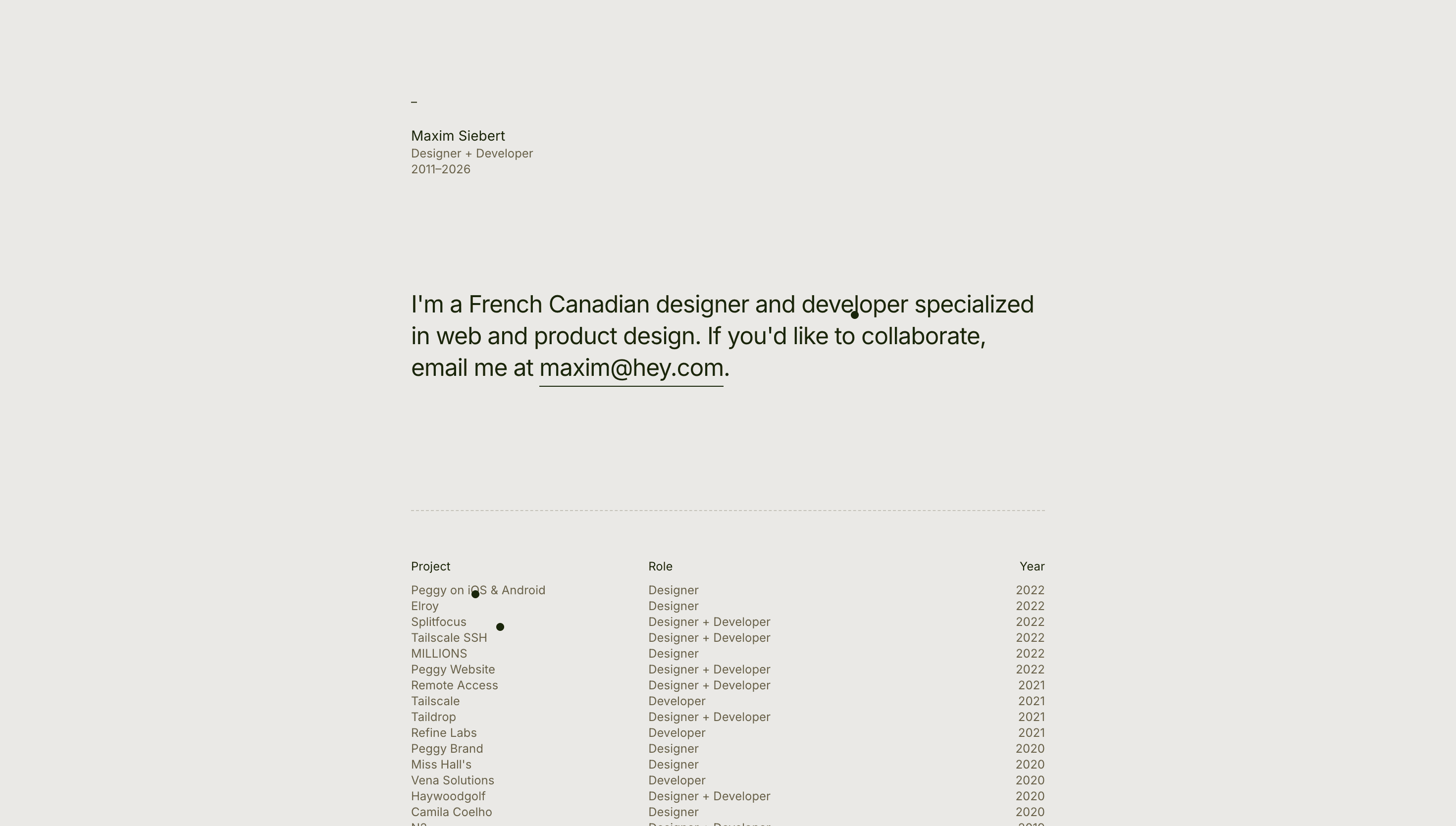 Maxim Siebert — Designer, Developer website design