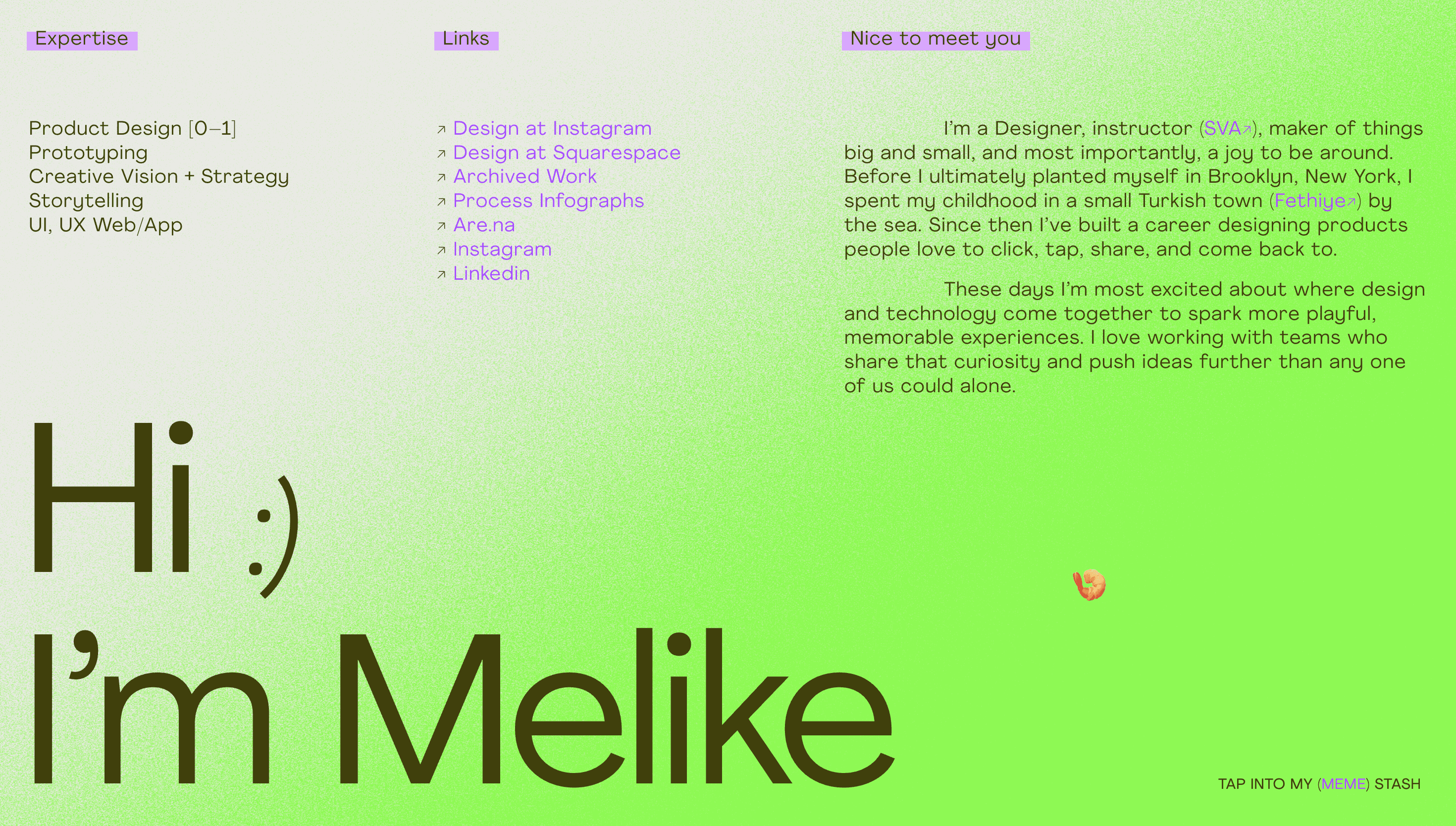 Melike Turgut — Designer, Portfolio website design