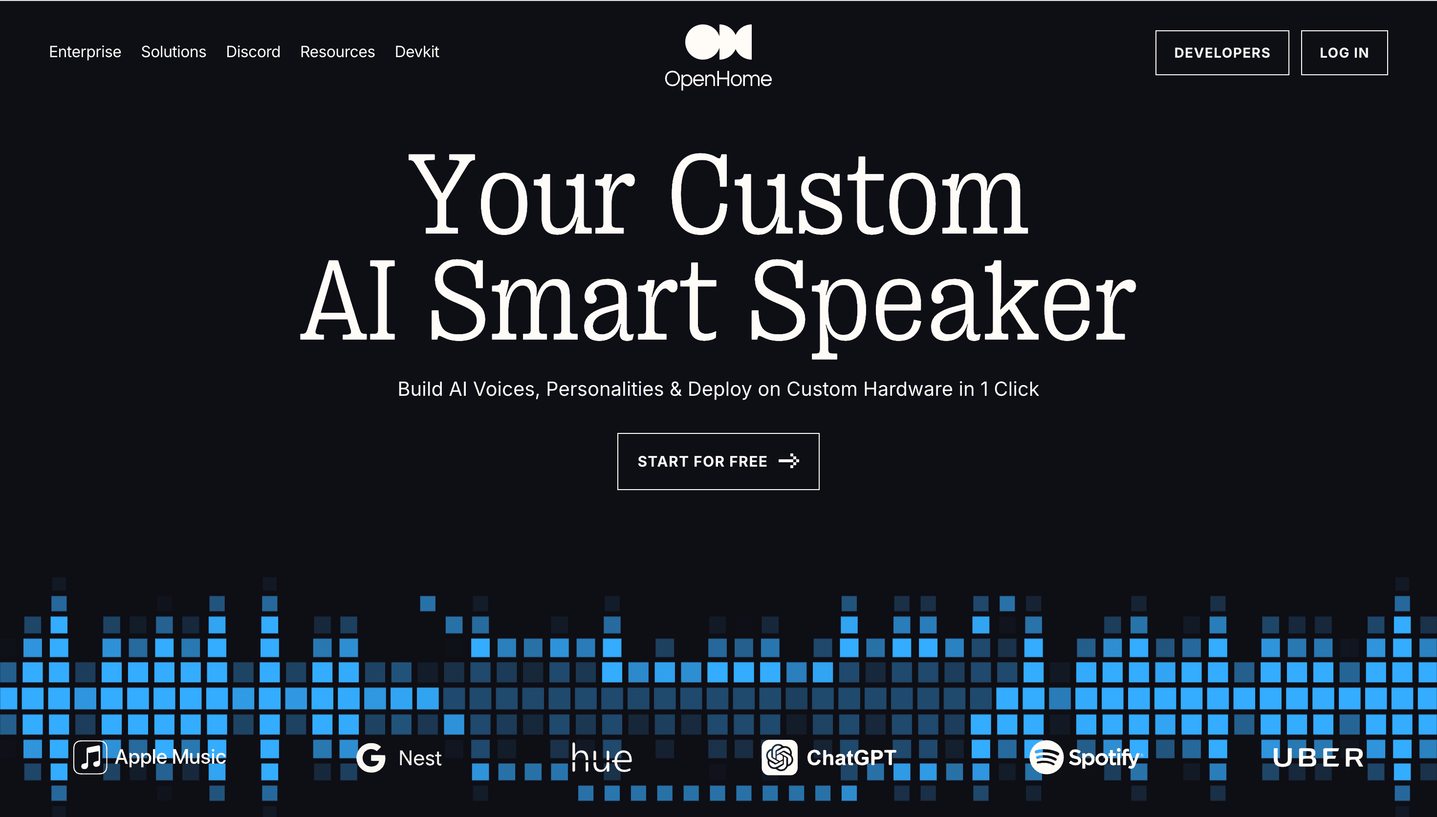 OpenHome | AI Smart Speaker & Voice SDK — Tech, Developer website design