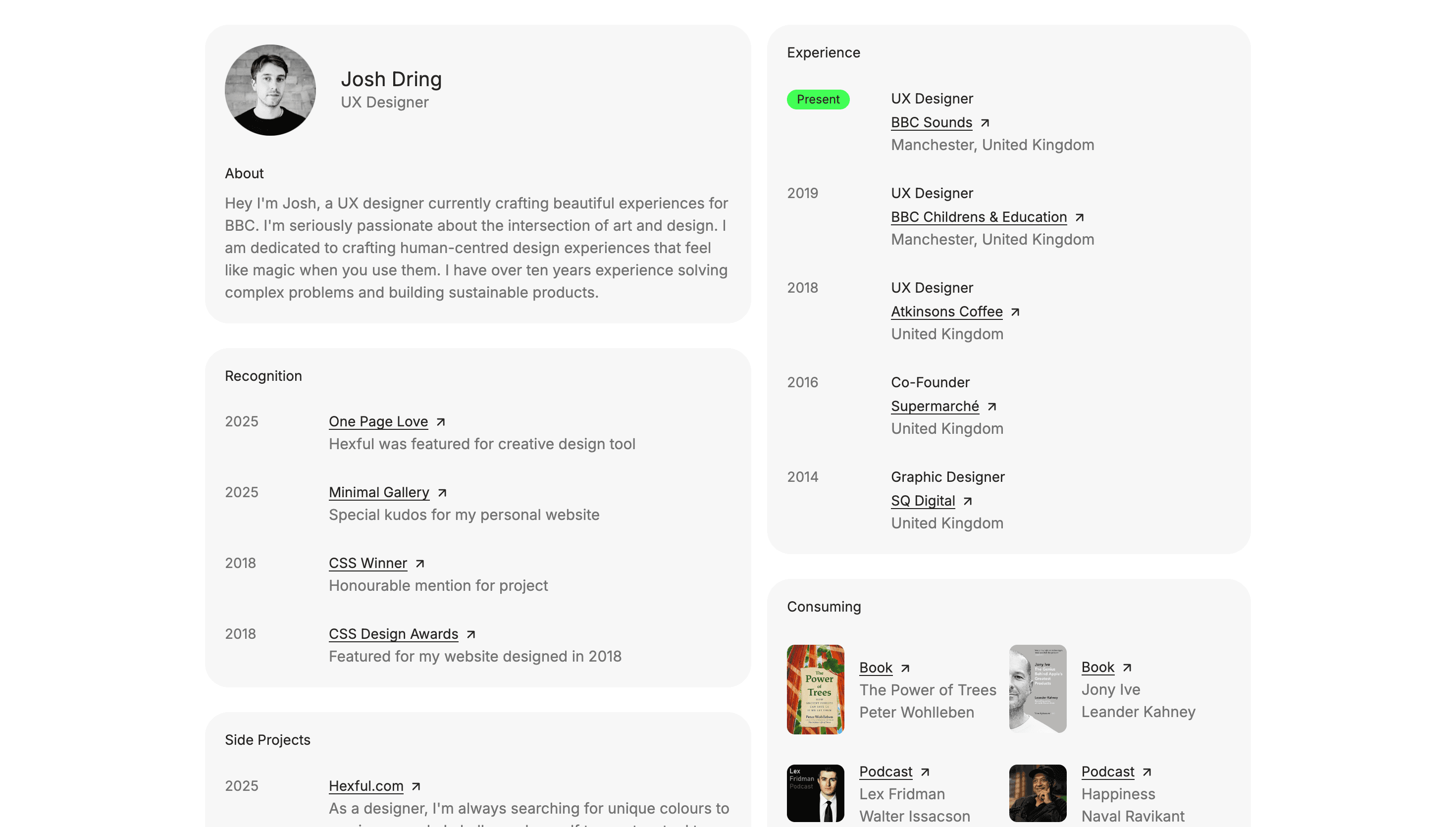 Josh Dring — Designer, Portfolio website design