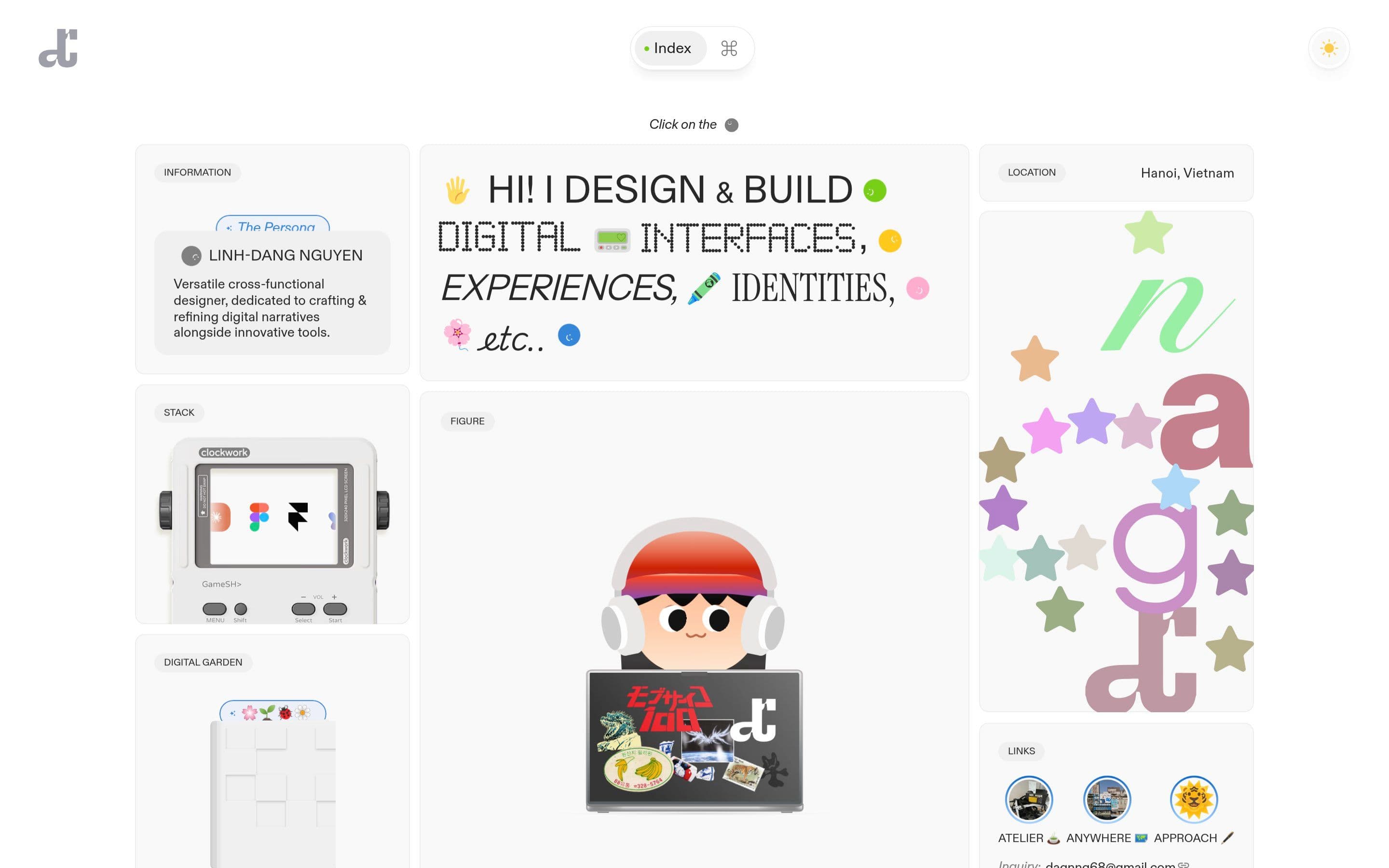Dang Nguyen | Index — Portfolio, Designer website design