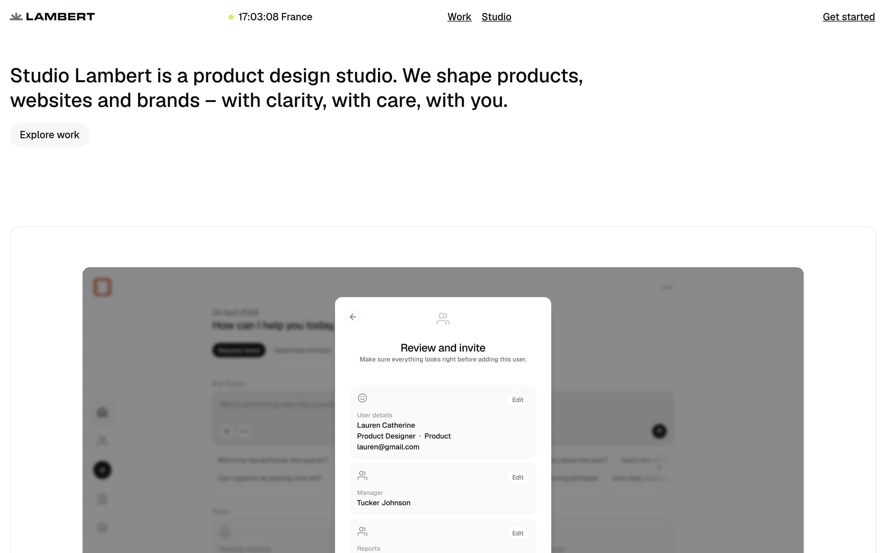 Studio Lambert — Agency, Studio website design
