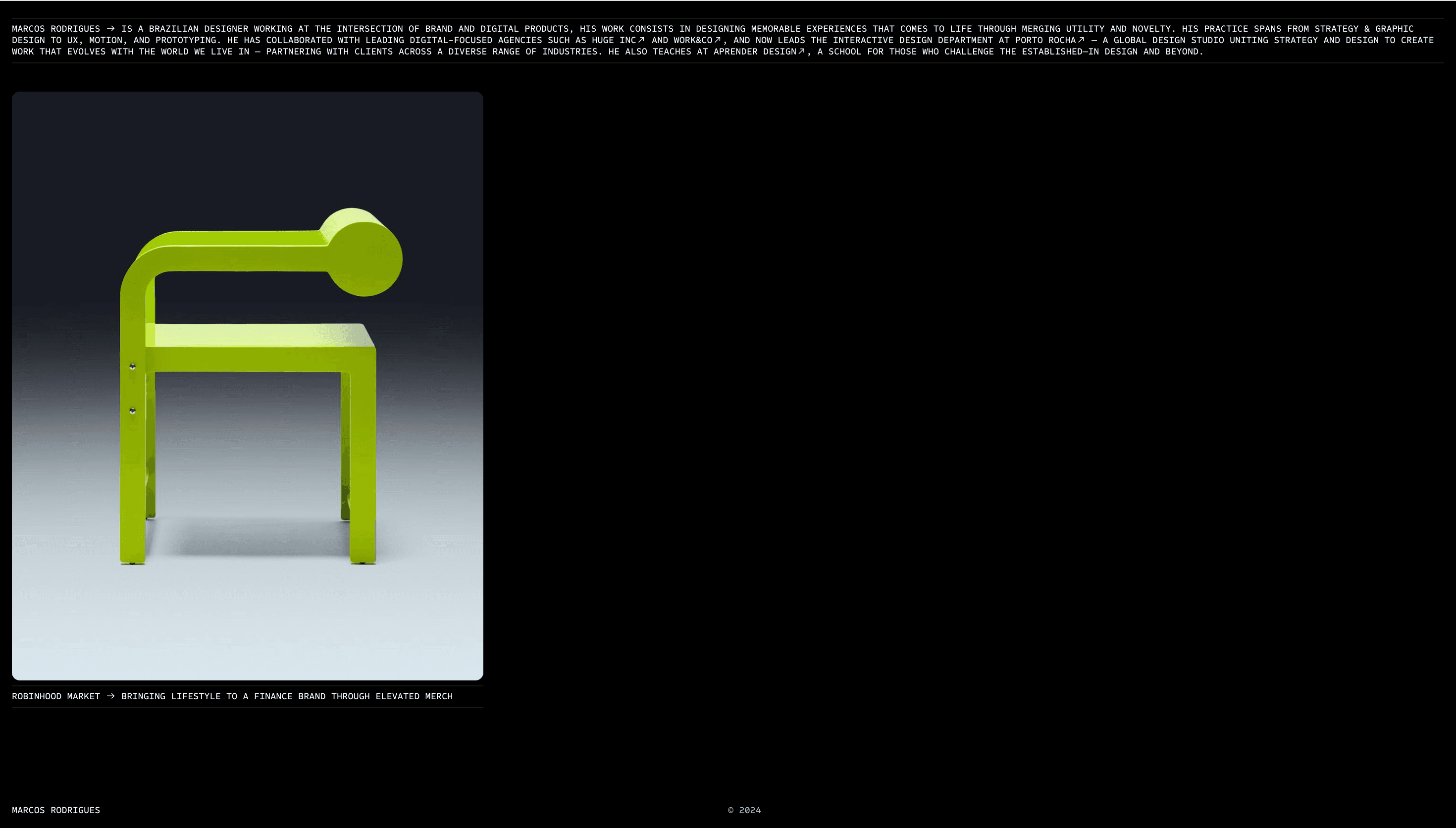 Marcos Rodrigues — Personal, Portfolio website design