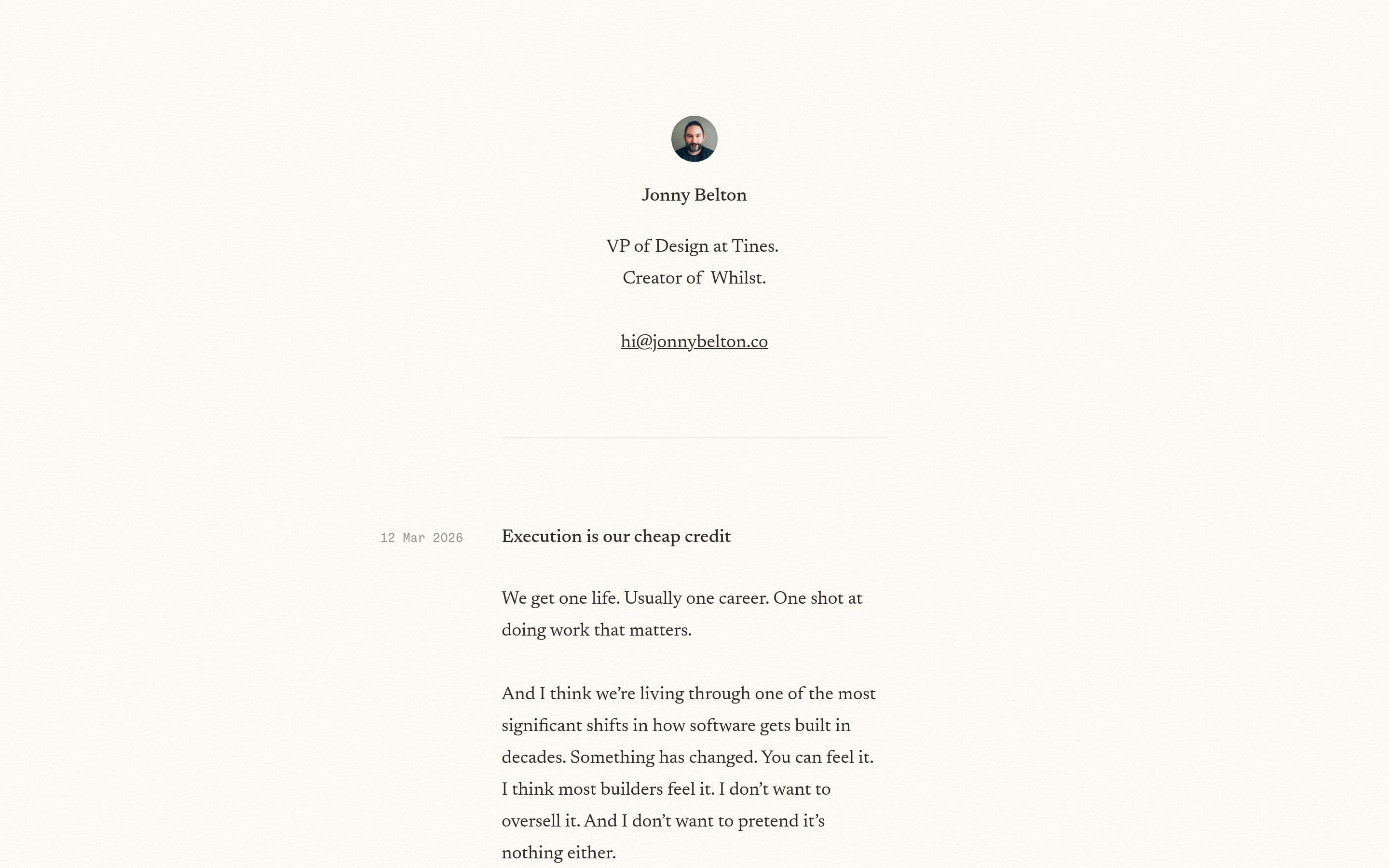 Jonny Belton — Designer, Personal website design