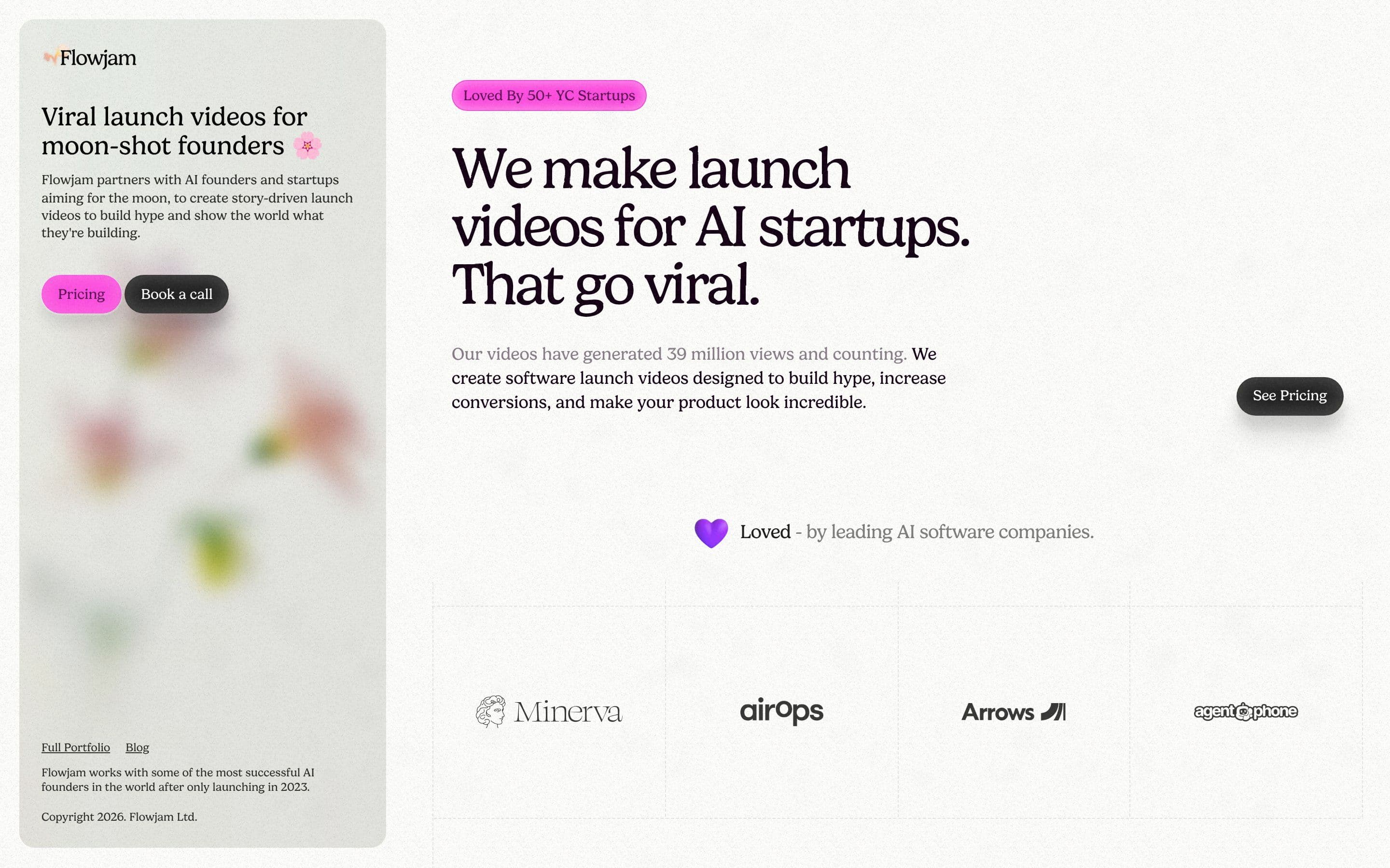 Flowjam — Agency, Startup website design