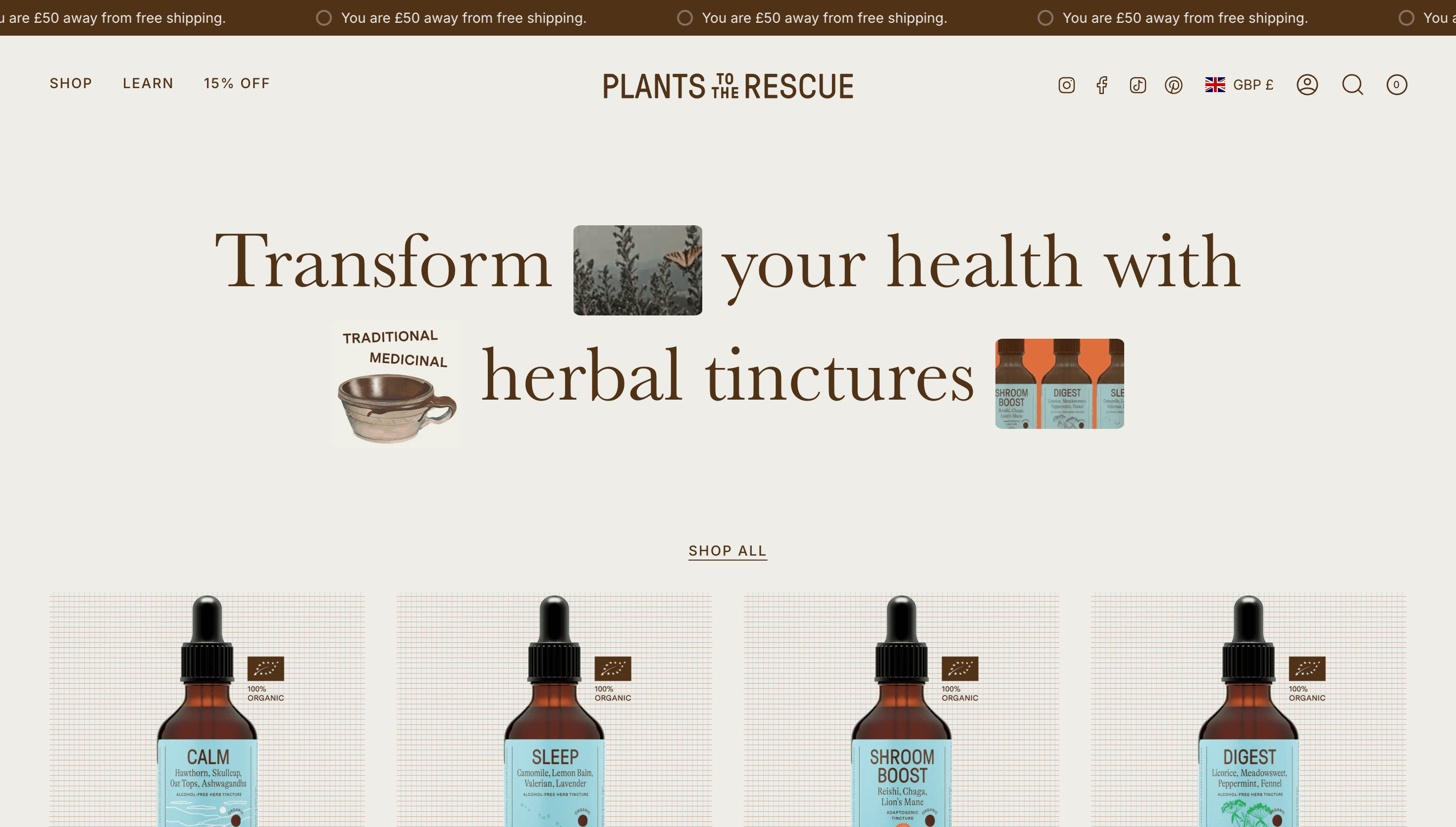 Plants to the Rescue — Health, E-commerce website design