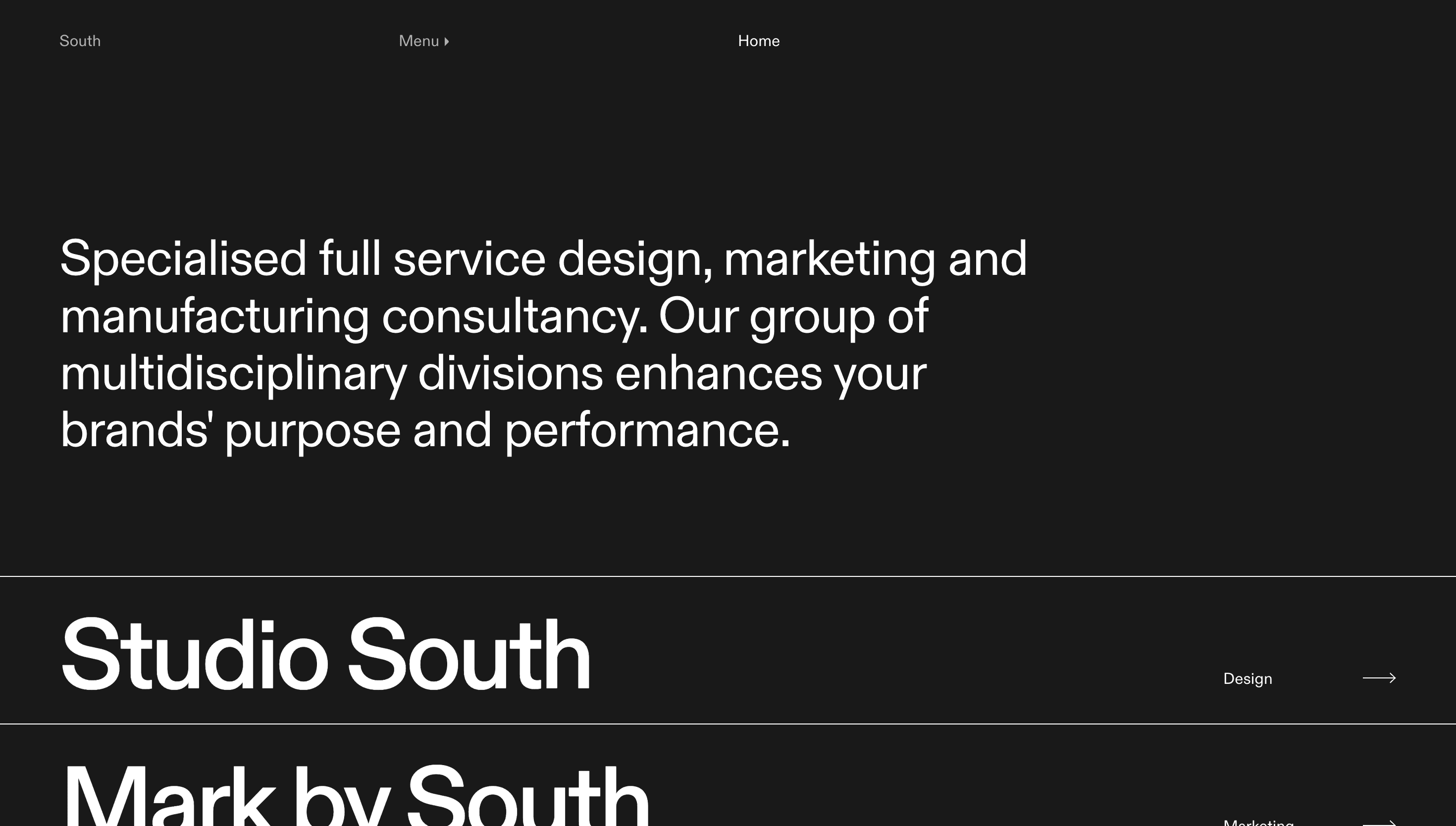 South — Agency, Branding website design