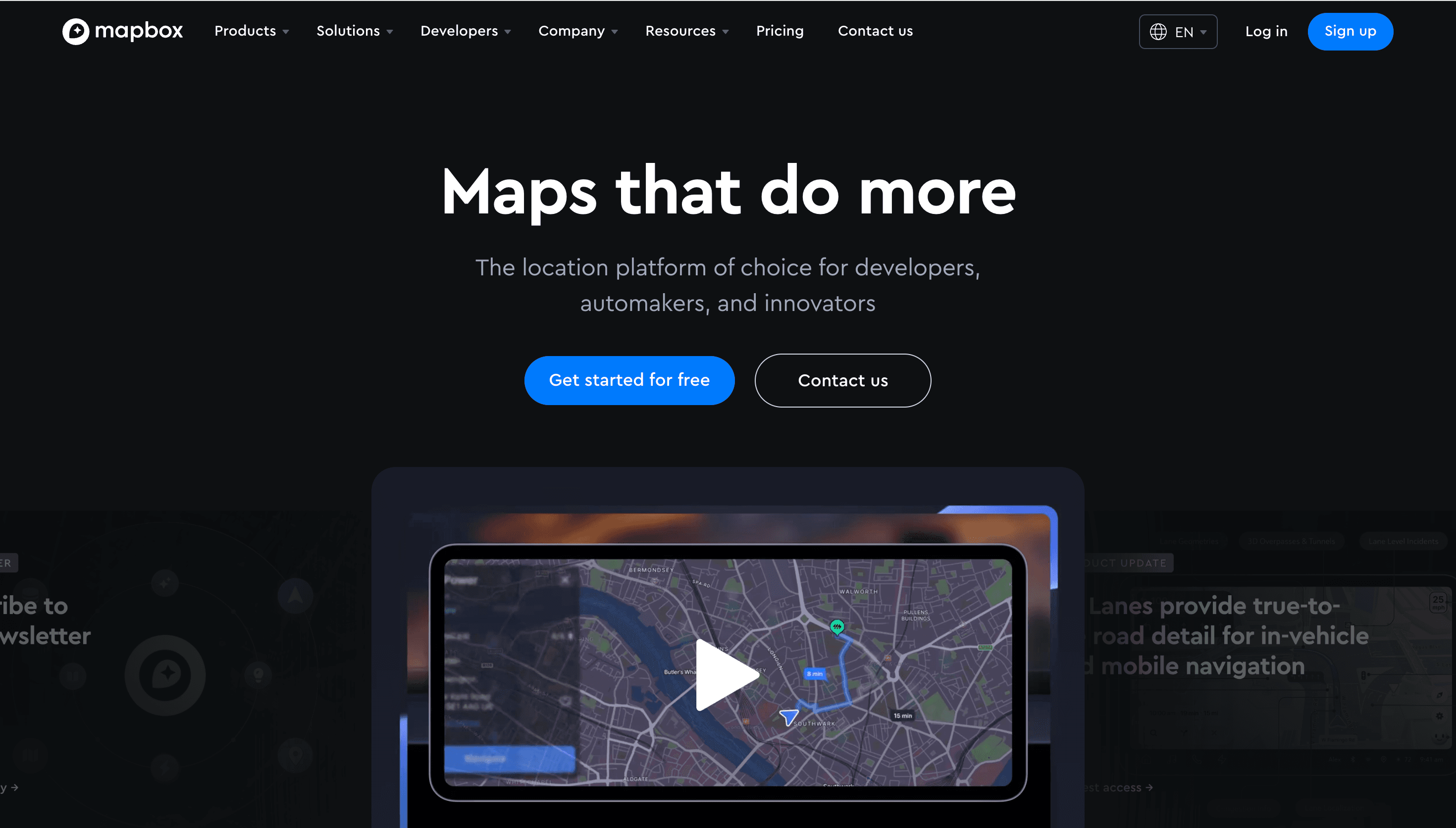 Mapbox — Data Viz, Dev website design