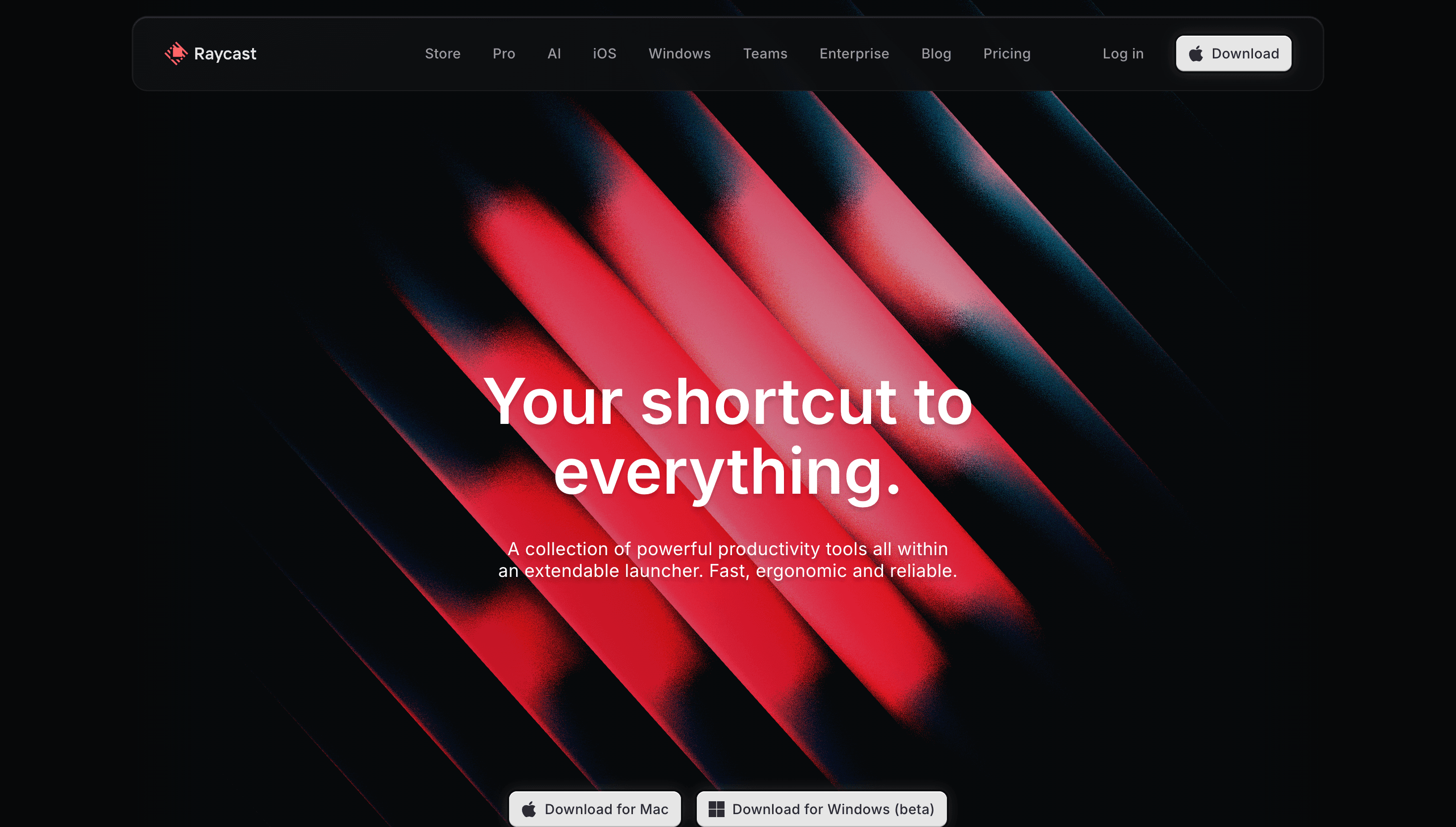 Raycast — Productivity, Launcher website design
